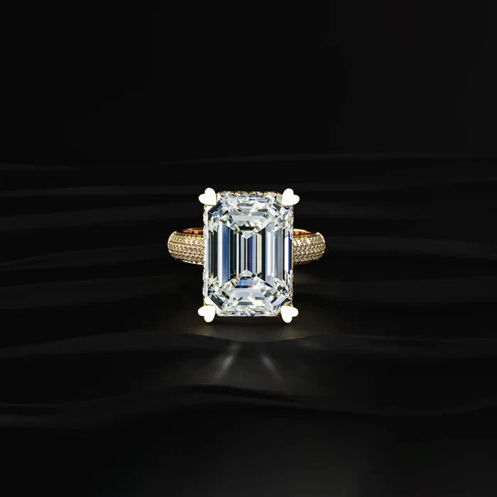 4.30 Ct Moissanite Emerald Cut Prong Setting Wedding Engagement Ring