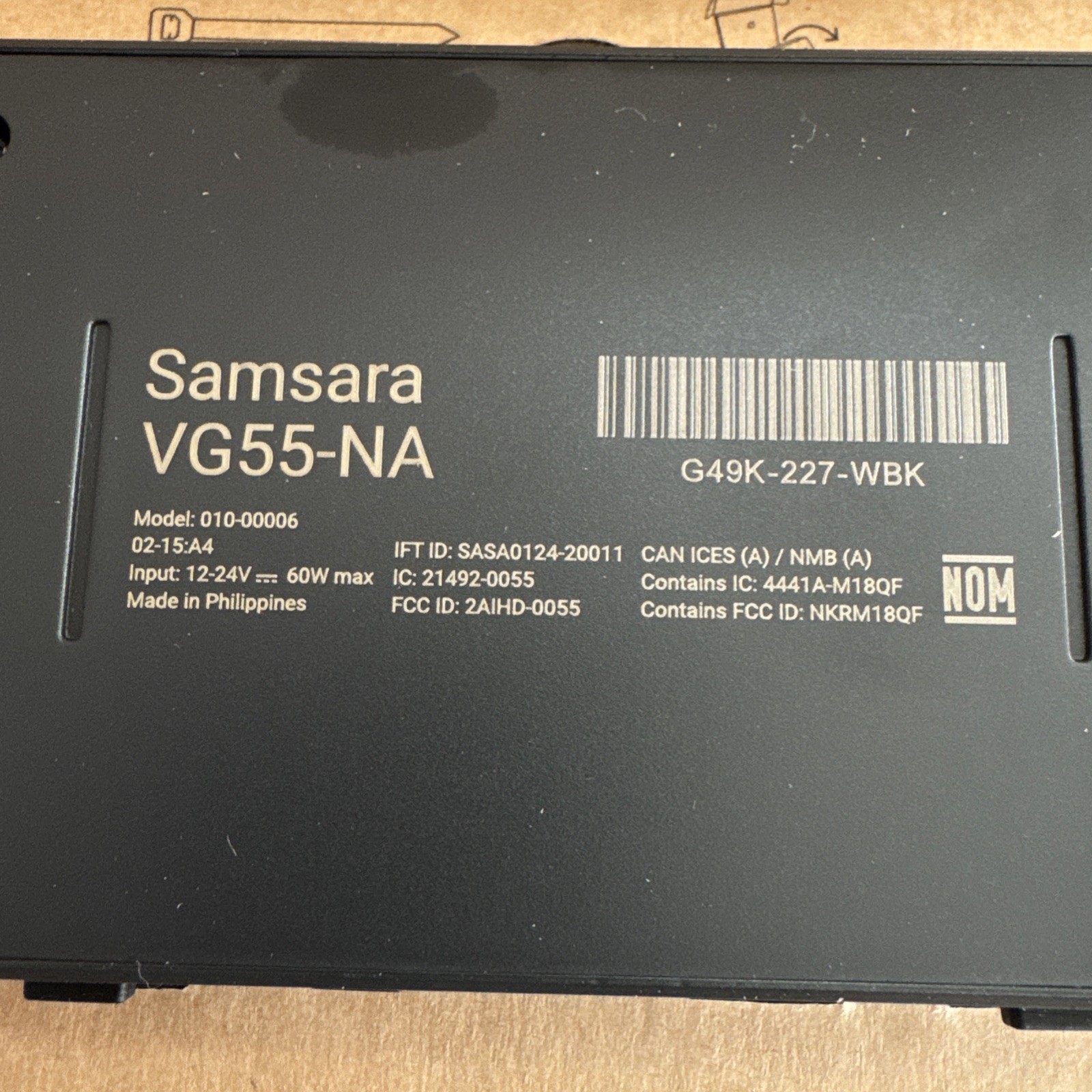 Samsara VG55-NA Vehicle Gateway for GPS Tracking& Analytics Sensor Data New E50