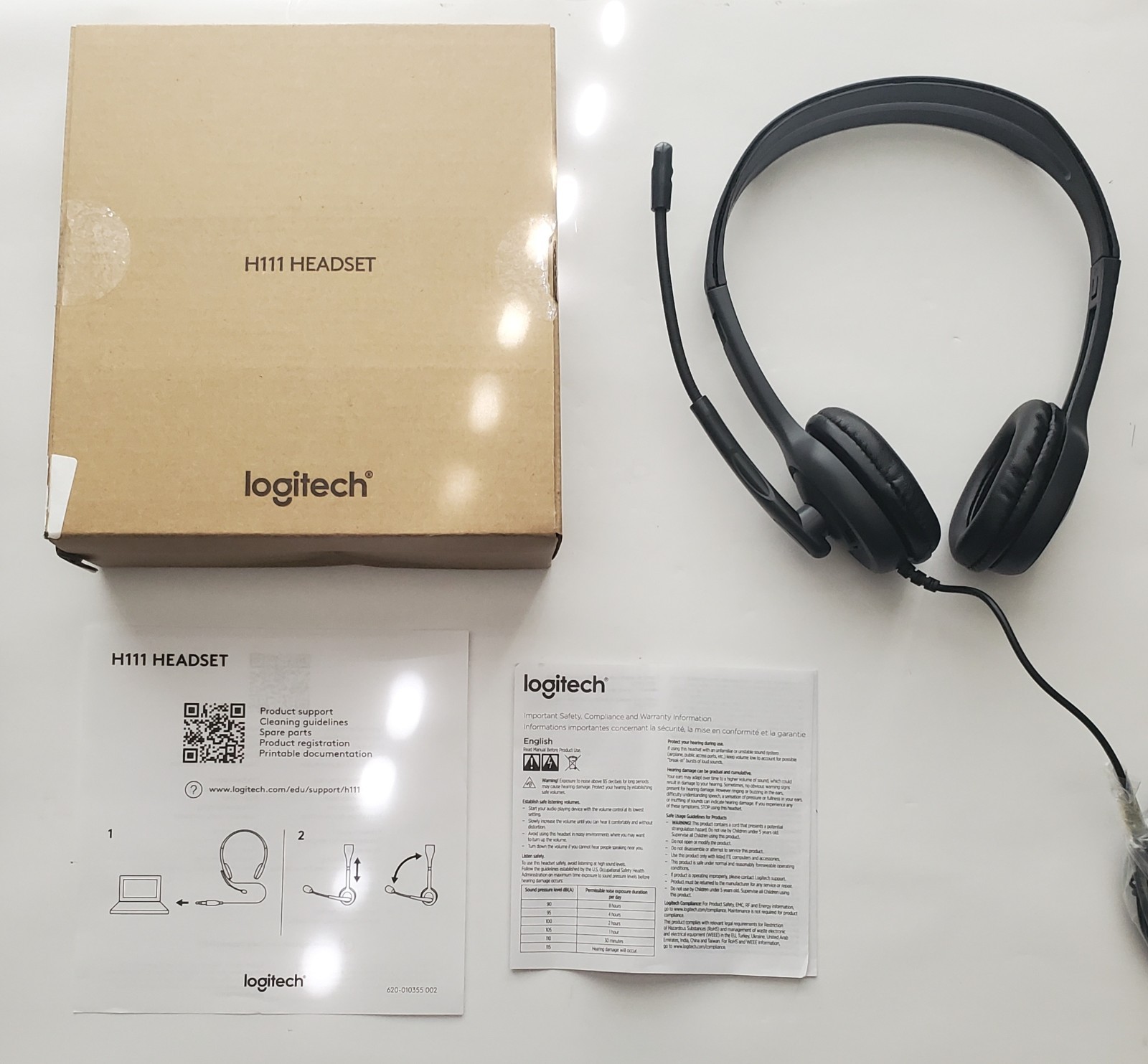 Logitech H111 On Ear Headset With Mic - 3.5mm Jack - Black