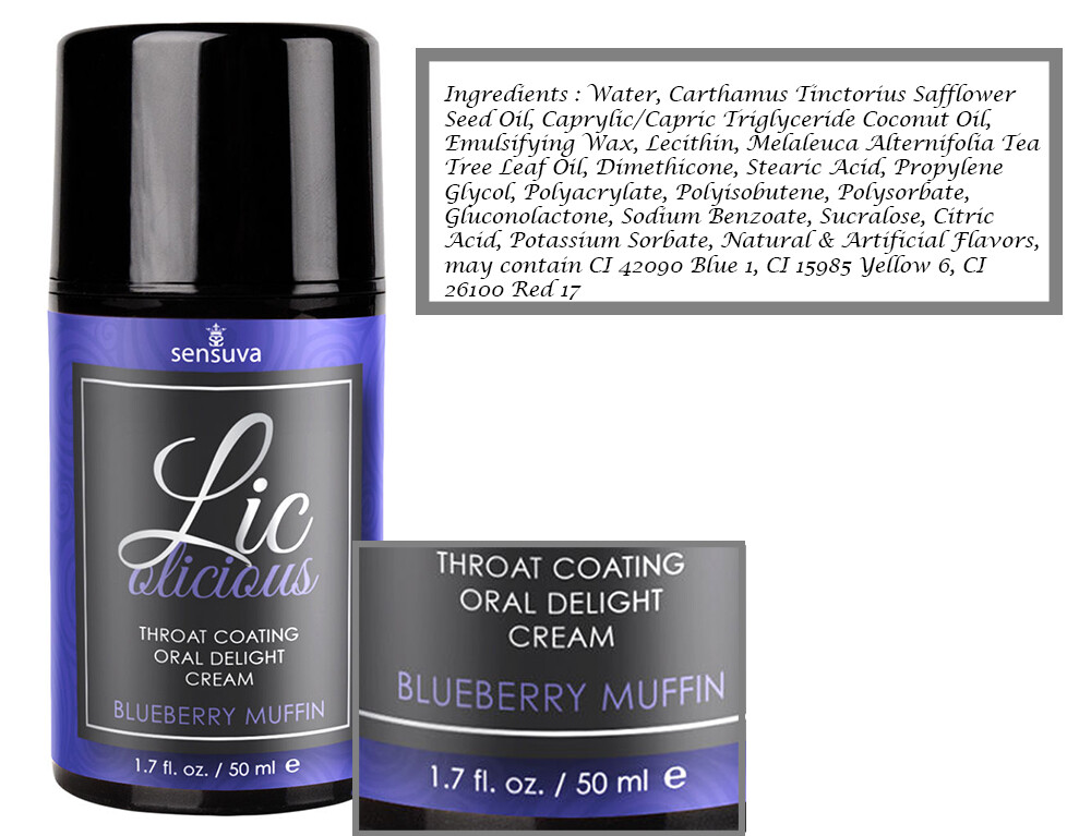 Lic O Licious Oral Delight - Throat Coating Oral Sex Cream -  Blueberry 1.7 Oz