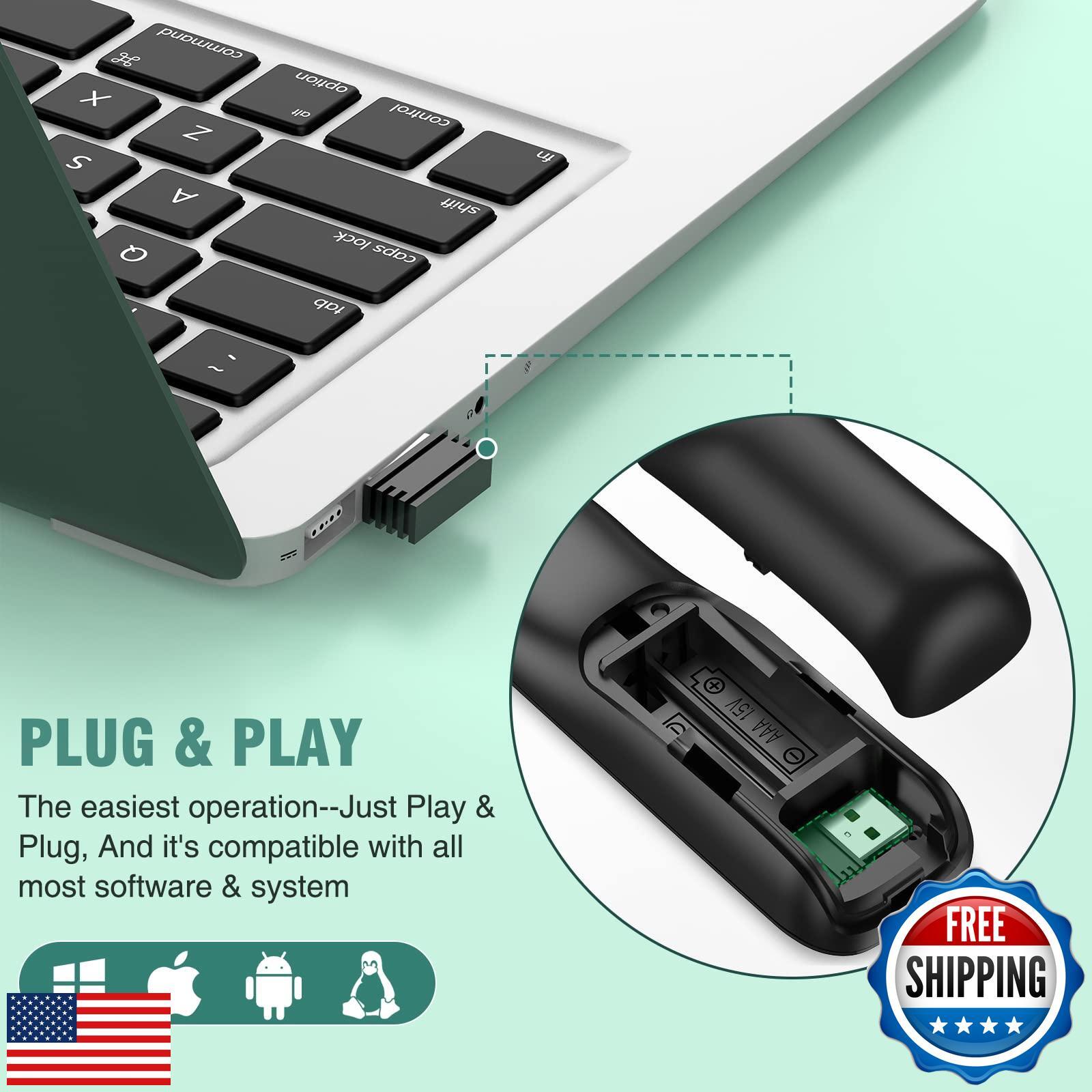 Presentation Clicker Green Laser Pointer with Air Mouse Function, Wireless Pr