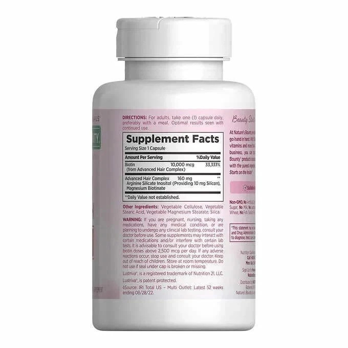 (2 PACK ) Nature's Bounty Hair Growth Supplement 90 Capsules Strong Healthy Hair