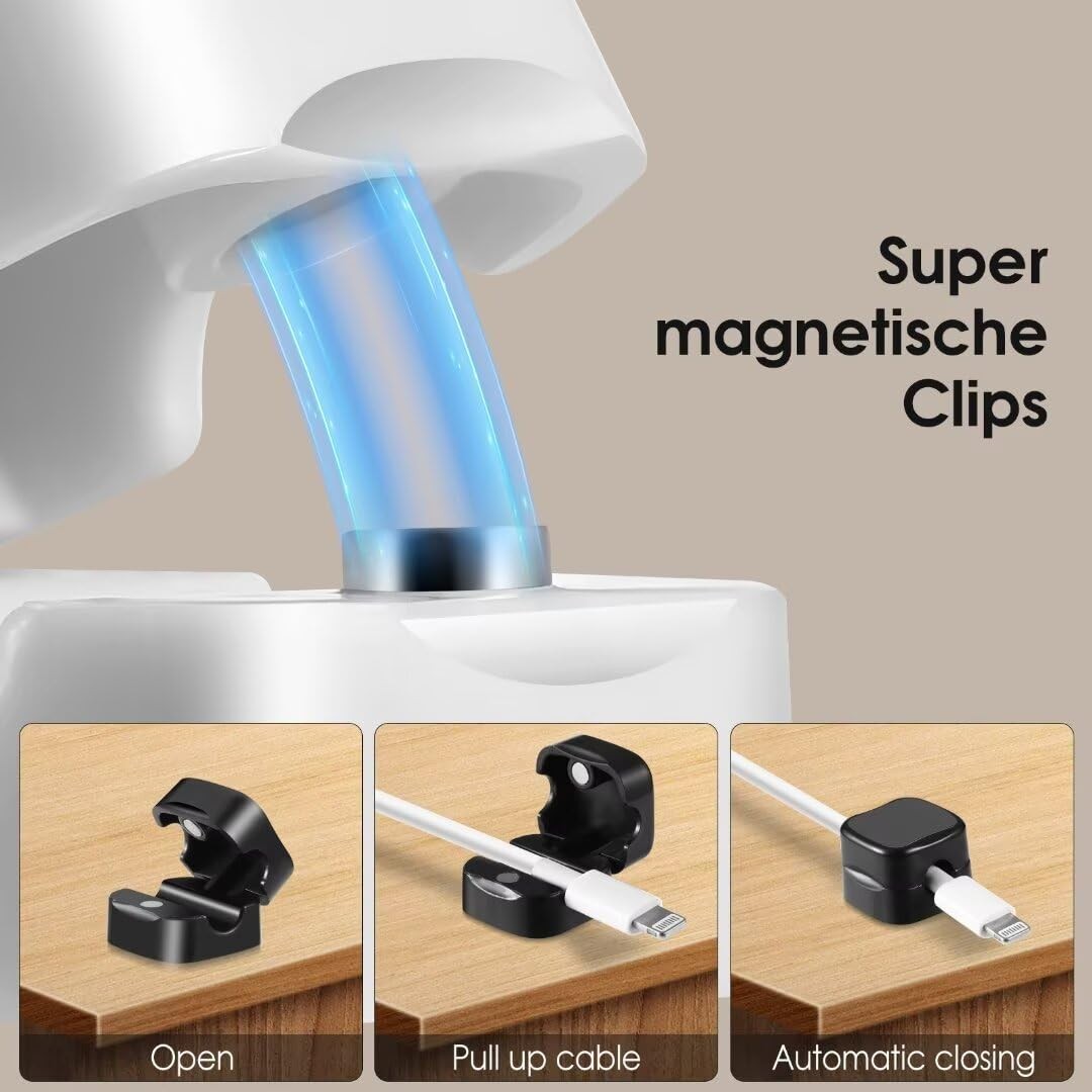 VZZNN 12 Pack Cable Holders Clips Magnetic Desk Organizer Black、White