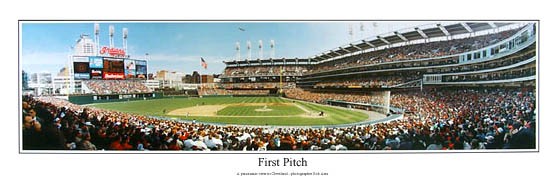 1994 Cleveland Indians Jacobs Field Opening First Pitch Panoramic Poster #2004