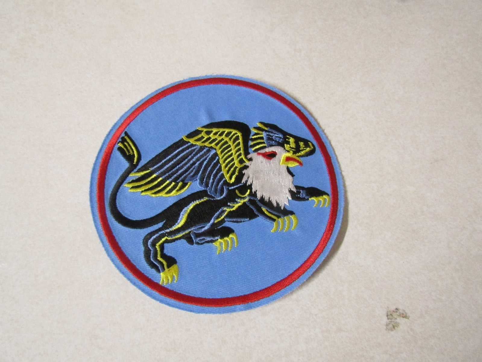MILITARY PATCH UNITED STATES NAVY FIGHTER SQUADRON WINGED GRIFFIN OVER 5 INCHES