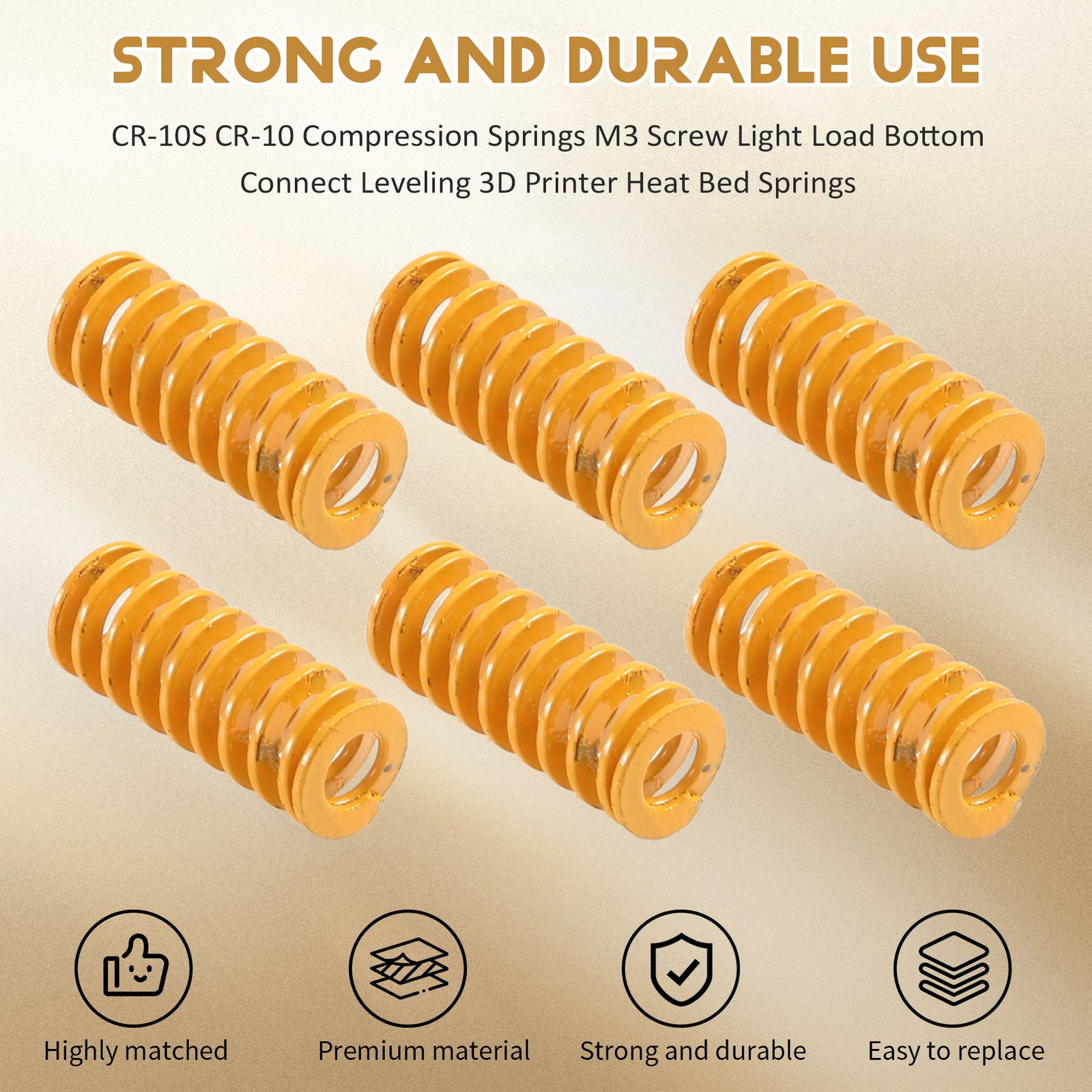 3D Printer Heat Bed Leveling Spring 8X20mm Compression Yellow for Creality5926