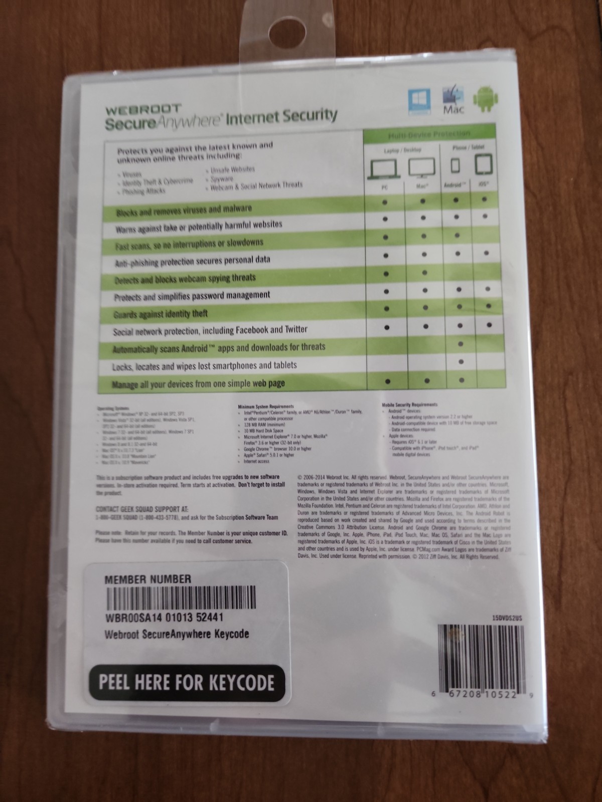 Webroot SecureAnywhere Internet Security 3-Device PC Mac Mobile - Factory Sealed