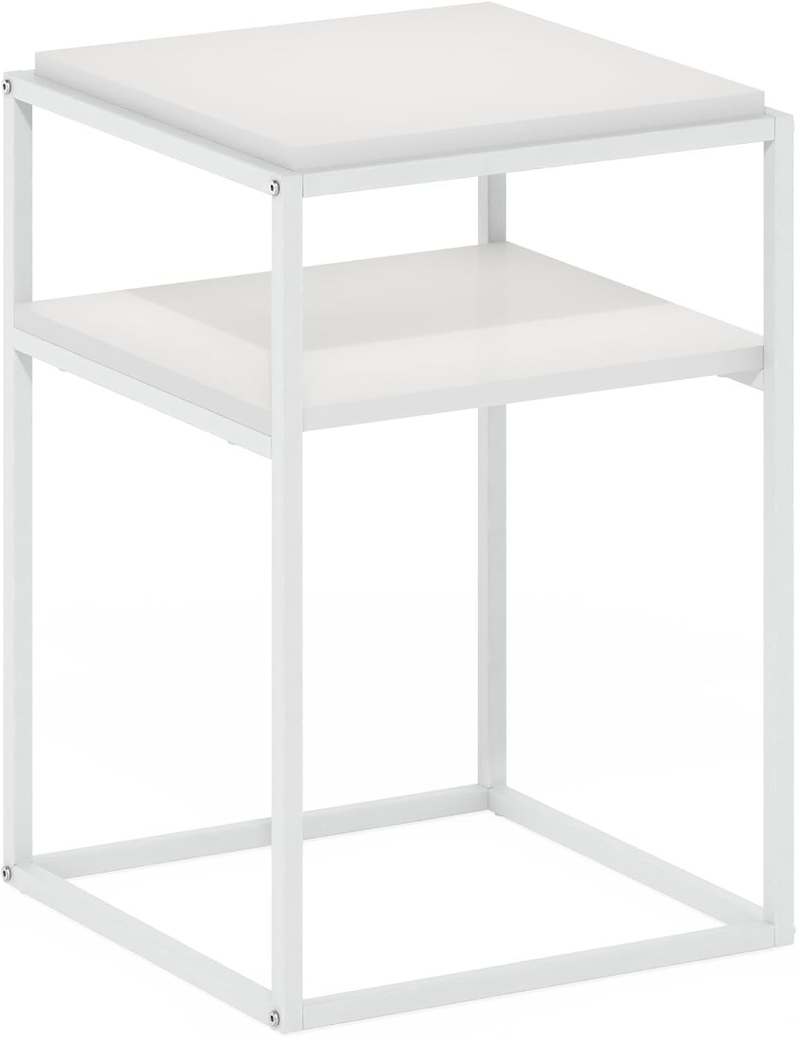 Moretti Side Table 2-Tier Stackable Metal Frame End Table W/ Open Shelf Night