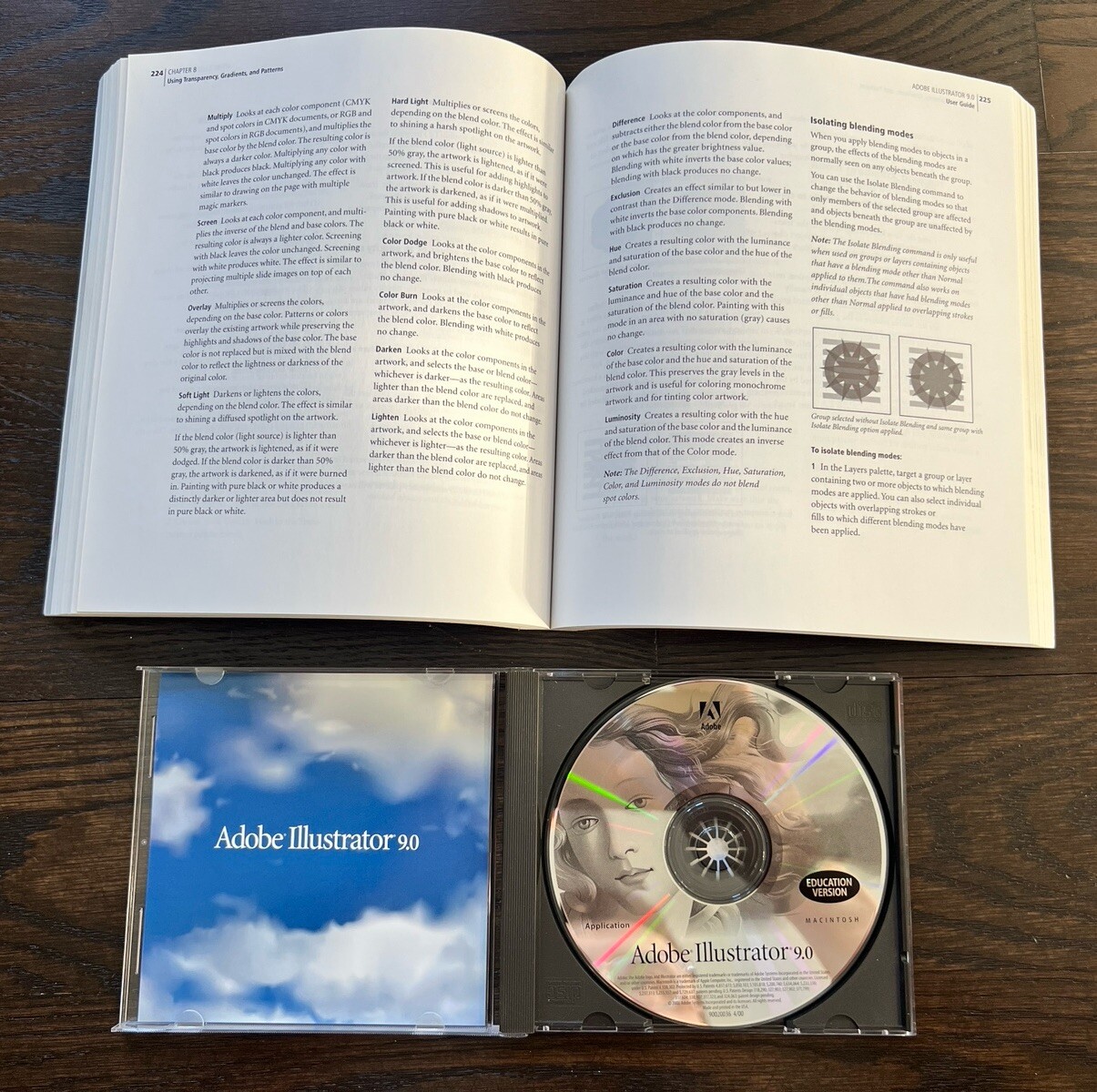 Adobe Illustrator 9.0 Macintosh CD w/ Serial Number User Guide Education Version