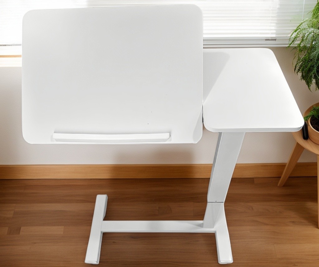 Modern Height Adjustable Overbed Table Side Table Tilting Bedside Desk w/ Wheels