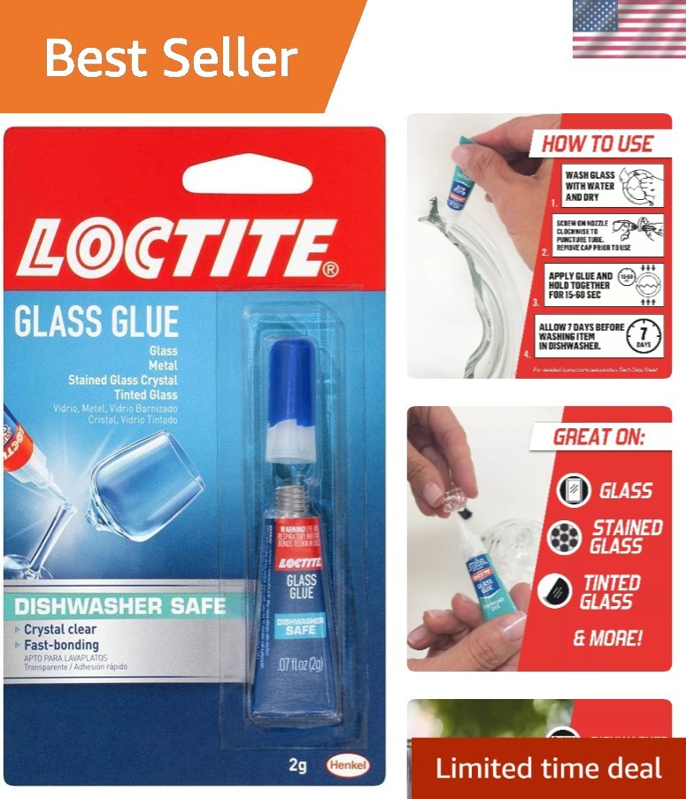 Glass Glue 0.07 Oz - Dries Clear, Patented Cyanoacrylate for Seamless Repairs