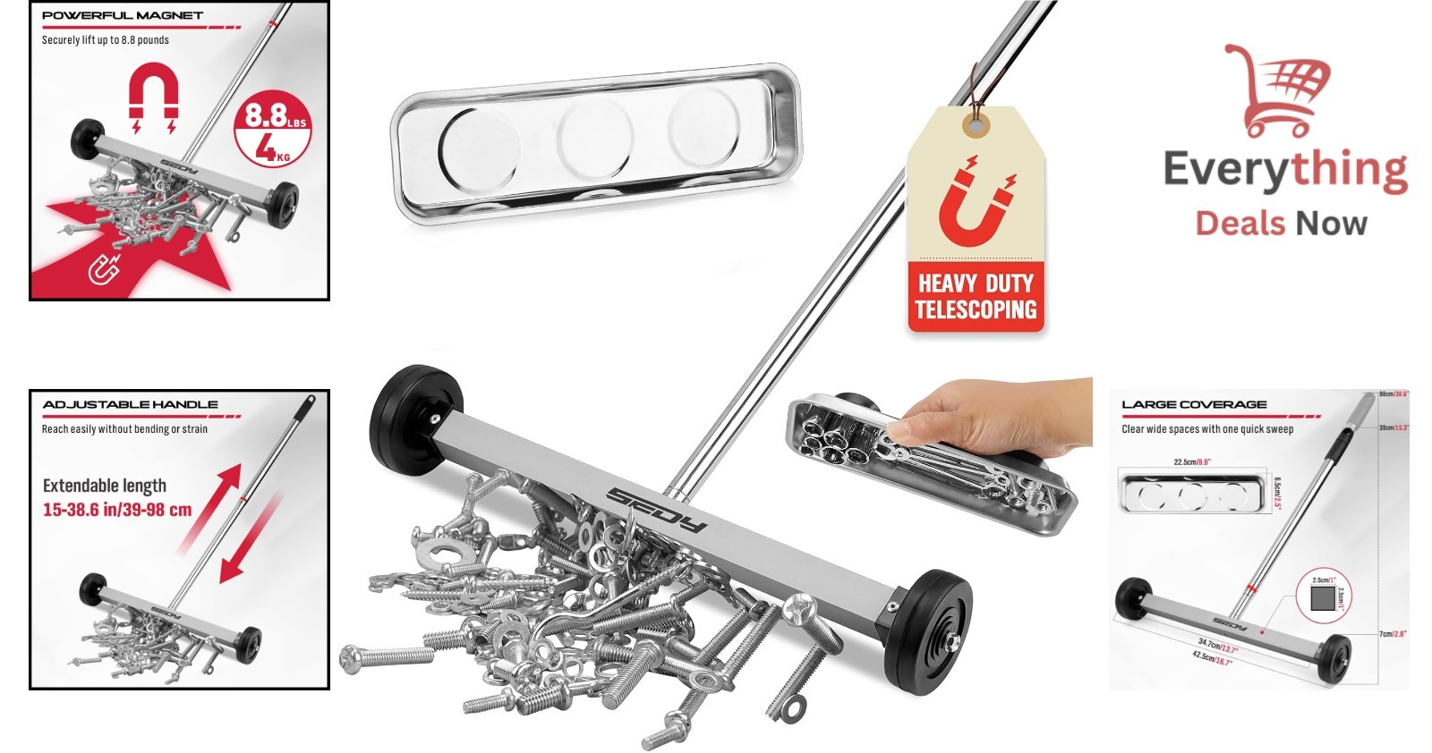 Heavy-Duty 17-Inch Magnet Roller with Telescoping Handle: Ideal for Workshops