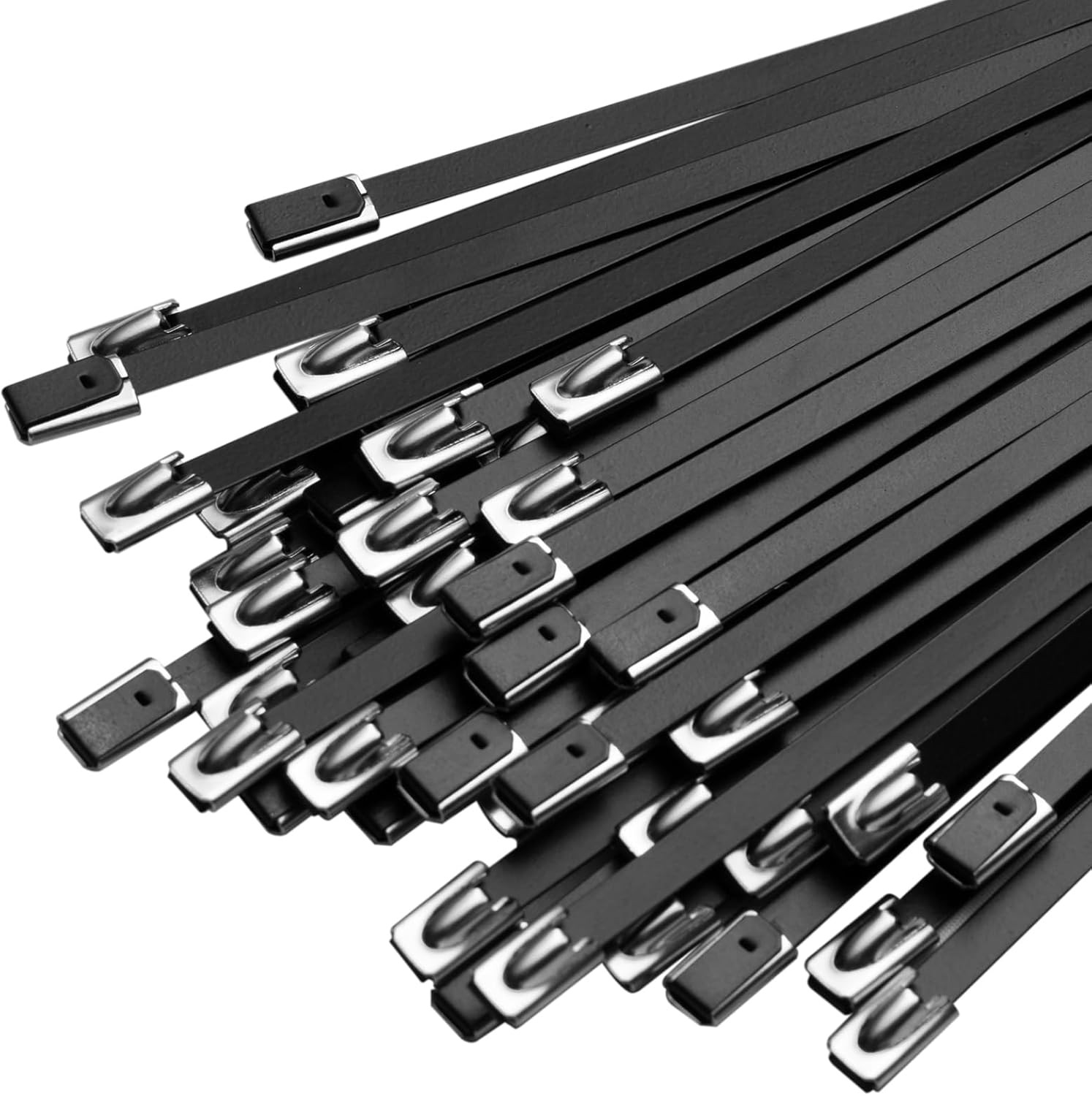 Metal Zip Ties Black 11.8In 95 PCS Stainless Steel Zip Ties Heavy Duty, 270LBS T