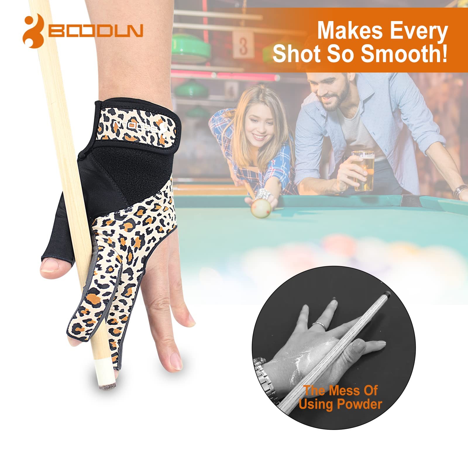 Billiard Pool Gloves for Left Hand 3 Finger, Splicing Process, Snooker Cue Sp...