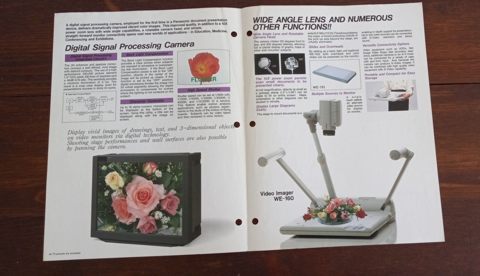 Original Panasonic Video Imager WE-160 Brochure with Specs!