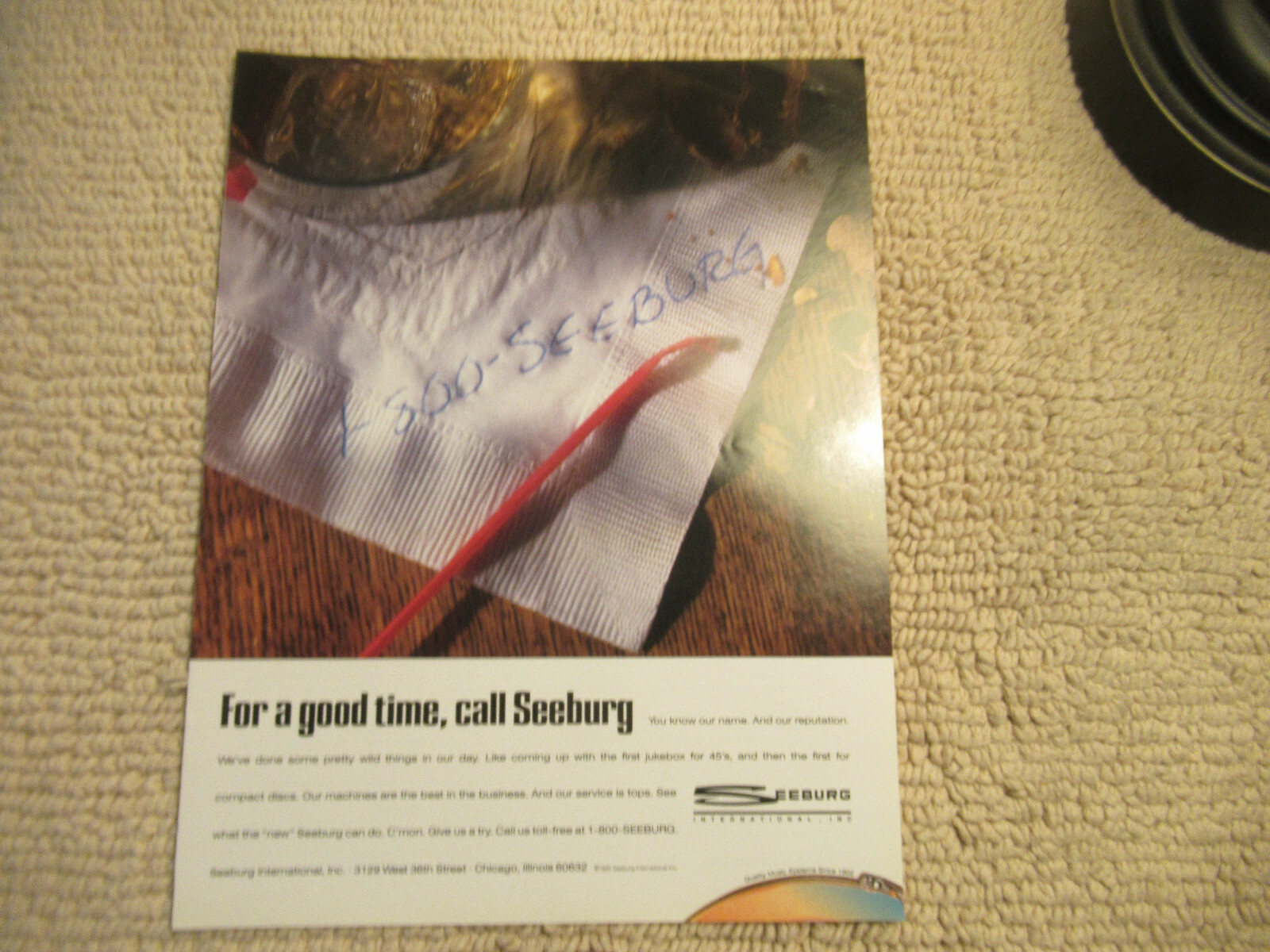 SEEBURG  JUKEBOX for a good time call   FLYER