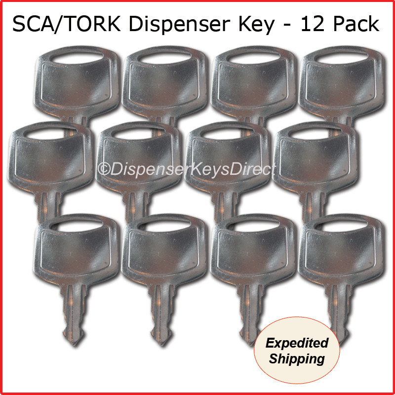 Tork #1100 Dispenser Key for Paper Towel and Toilet Tissue Dispensers - (12/pk.)