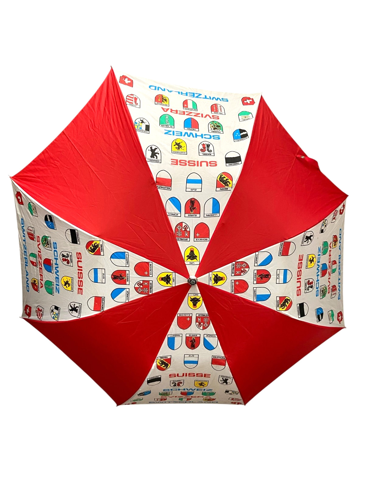 Swiss Coats of Arms Umbrella Compact Quick Opening Sling Handle Small Portable