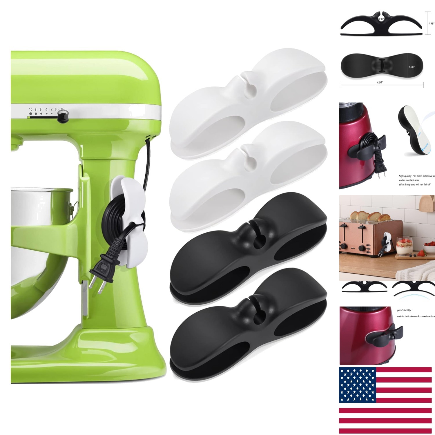 Elegant 4PC Kitchen Cord Organizer Set - Silicone Cable Holders for Safety