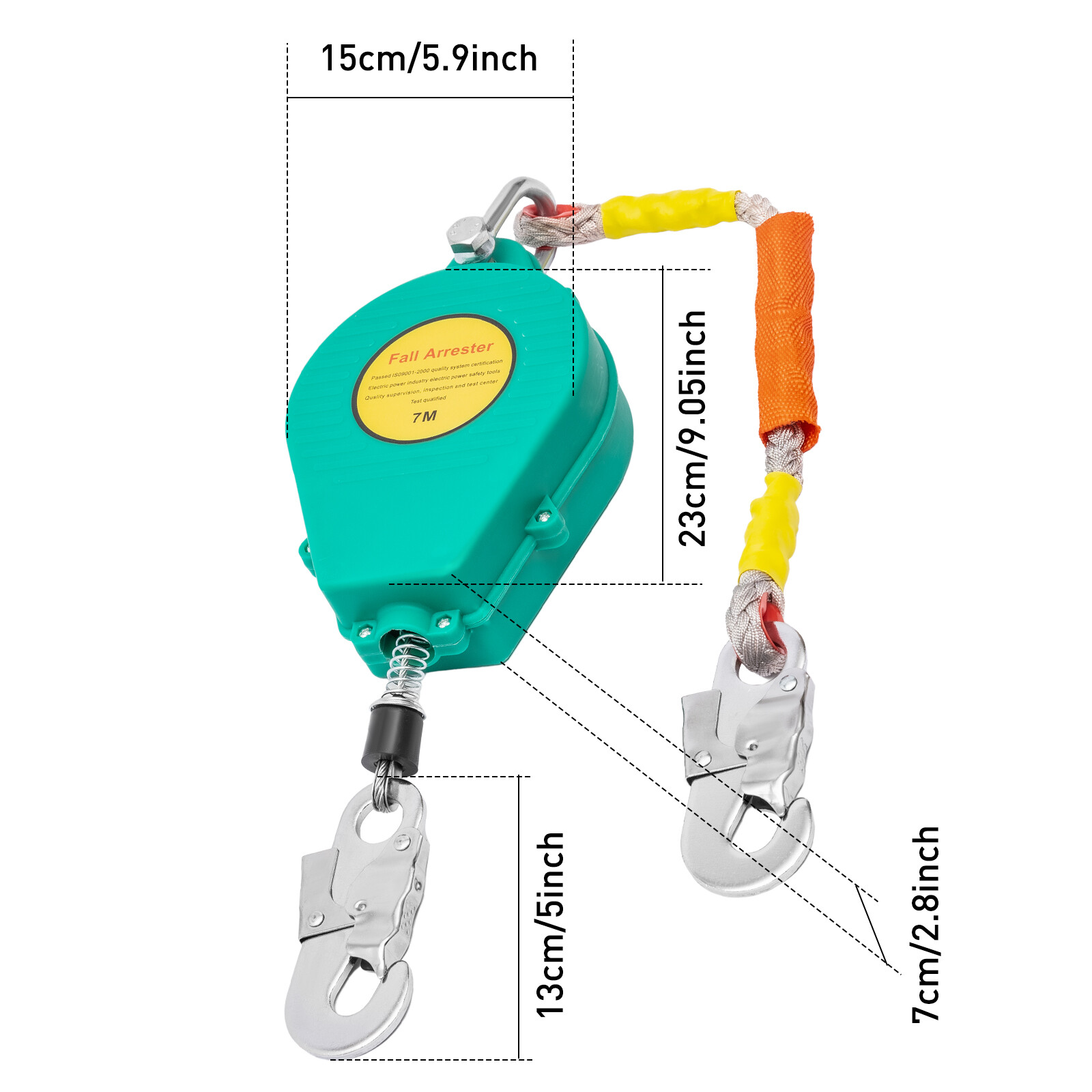 Self retracting Lifeline Lanyard Fall Arrester Protect Safety Harness 23ft 7m US