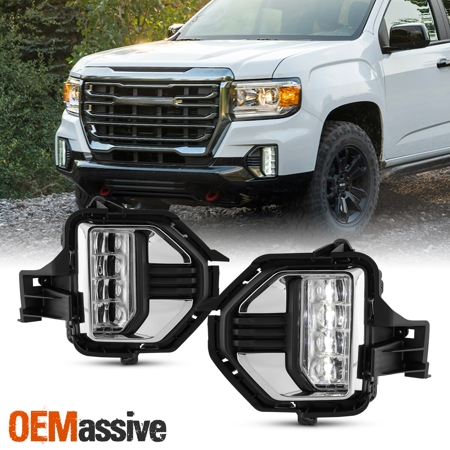 For 2021-2022 GMC Canyon LED Fog Lights Bumer Lamp w/ Switch Right - Left Side