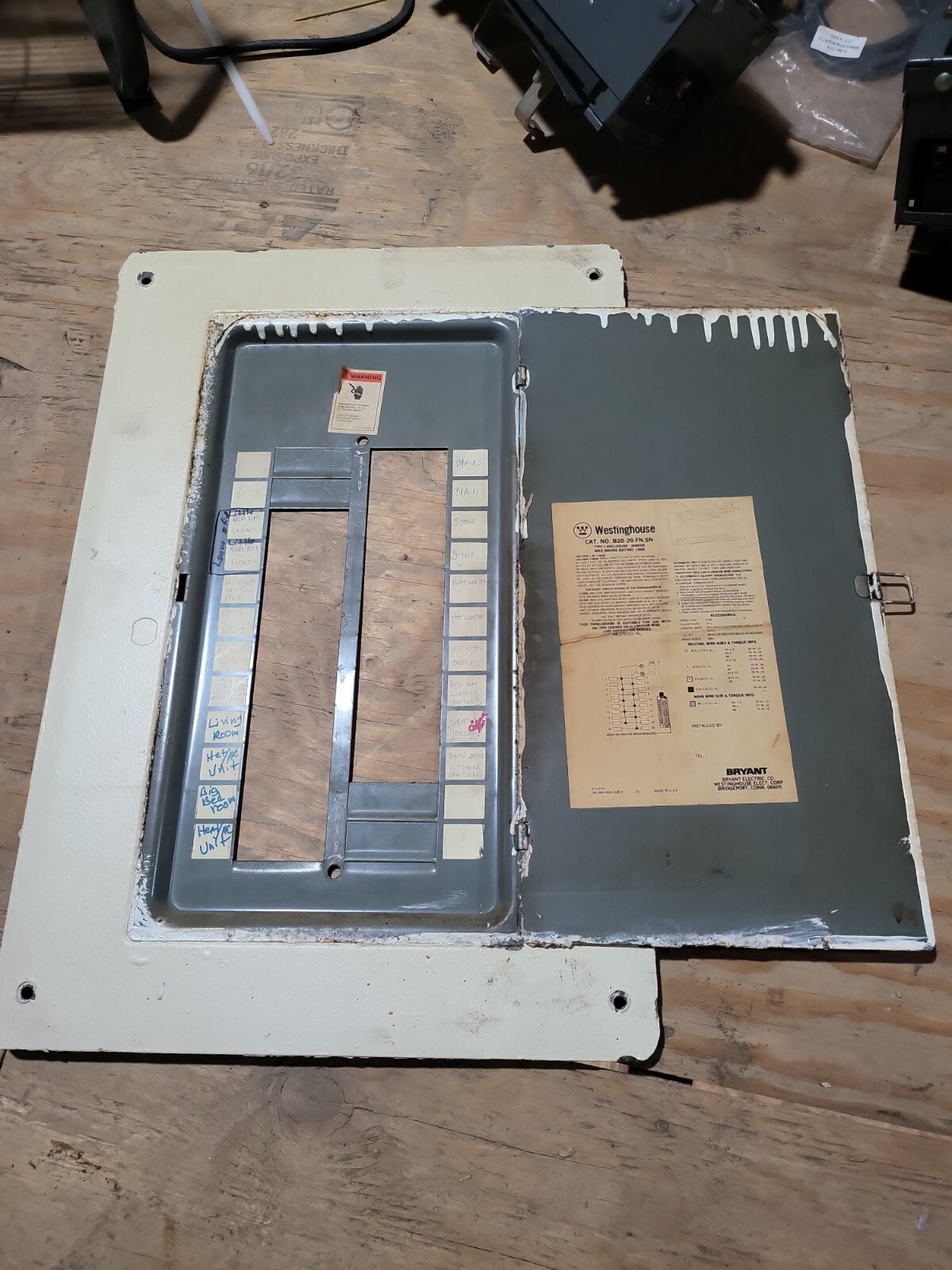 Westinghouse 100amp Panel Cover Cat. B20-20 FN,SN