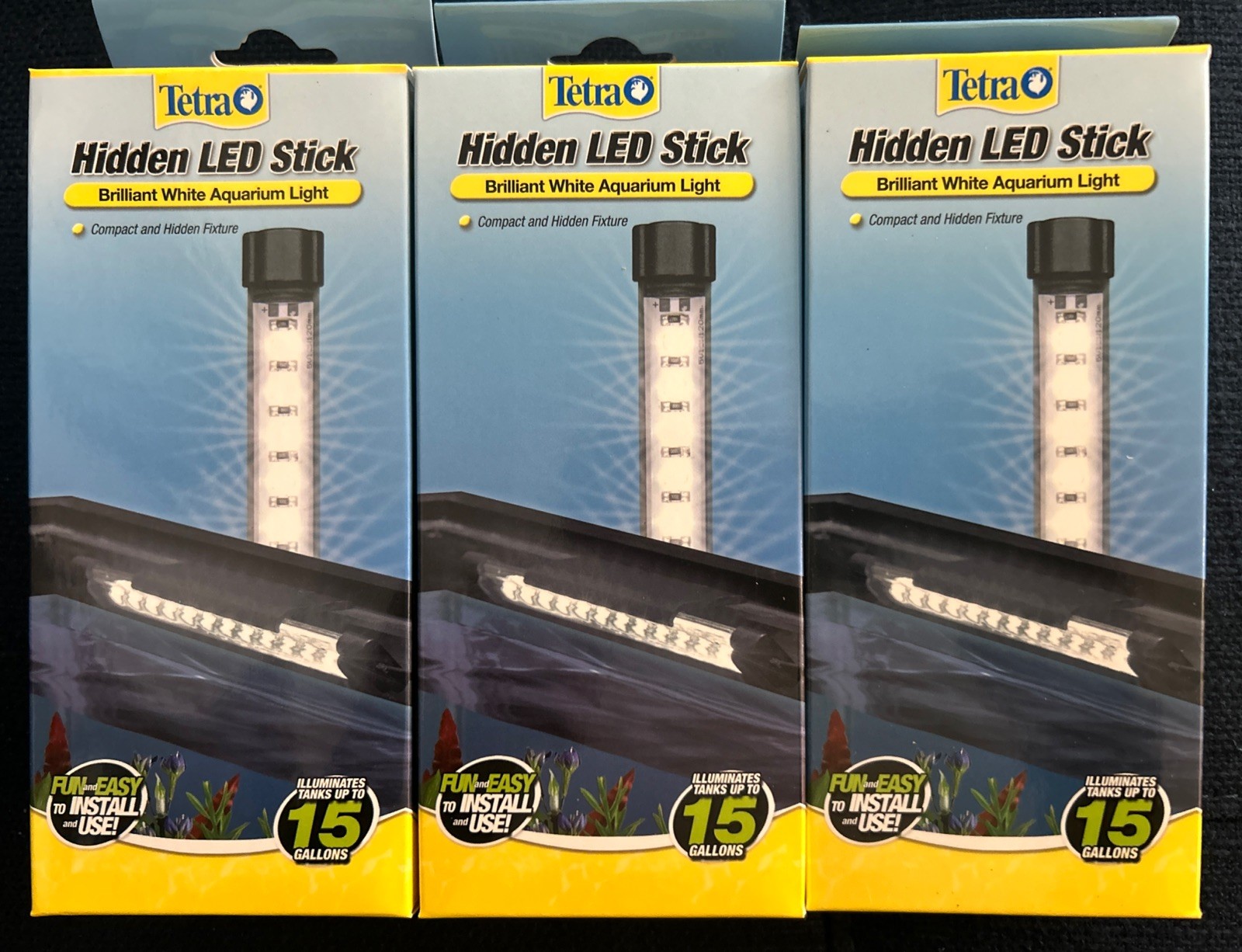 3 Tetra Hidden LED Stick 6" White Aquarium Light NEW In Box *Qty 3* Free Ship