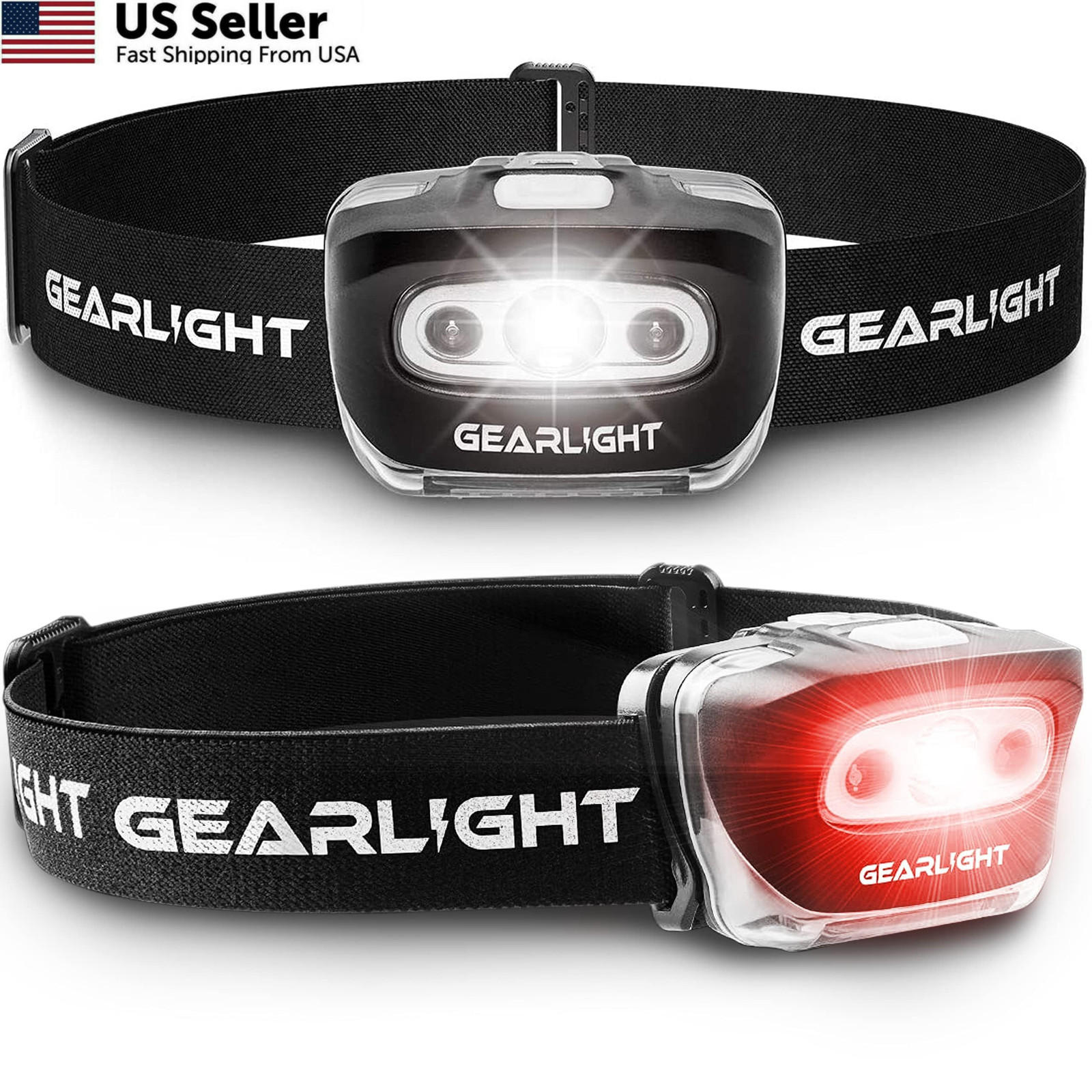 LED Headlamp 2-pack 2 Pack, Battery Powered (Batteries Not Included), Black