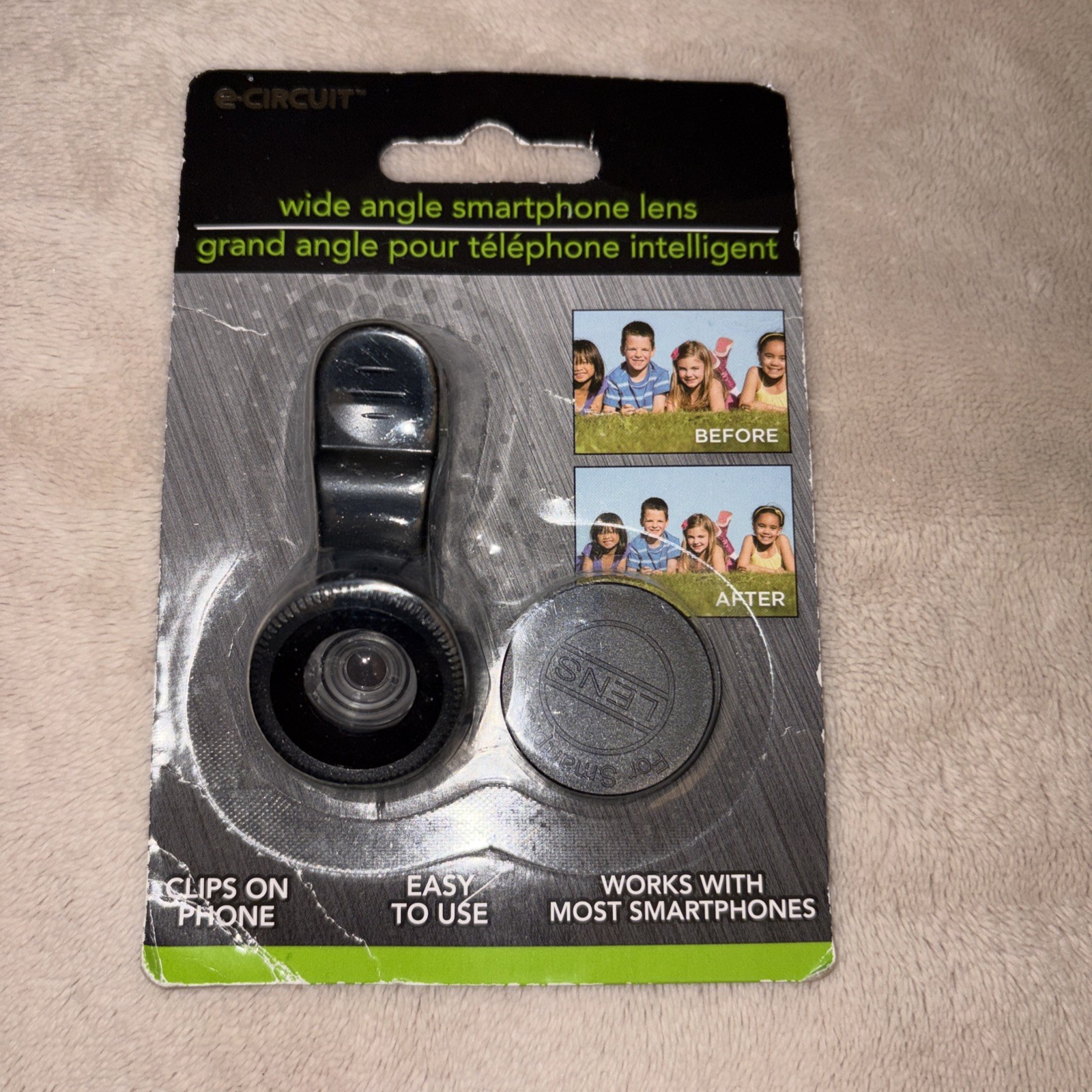 E-CIRCUIT Wide Angle Smartphone Lens Black Easy To Use Clips On Phone New