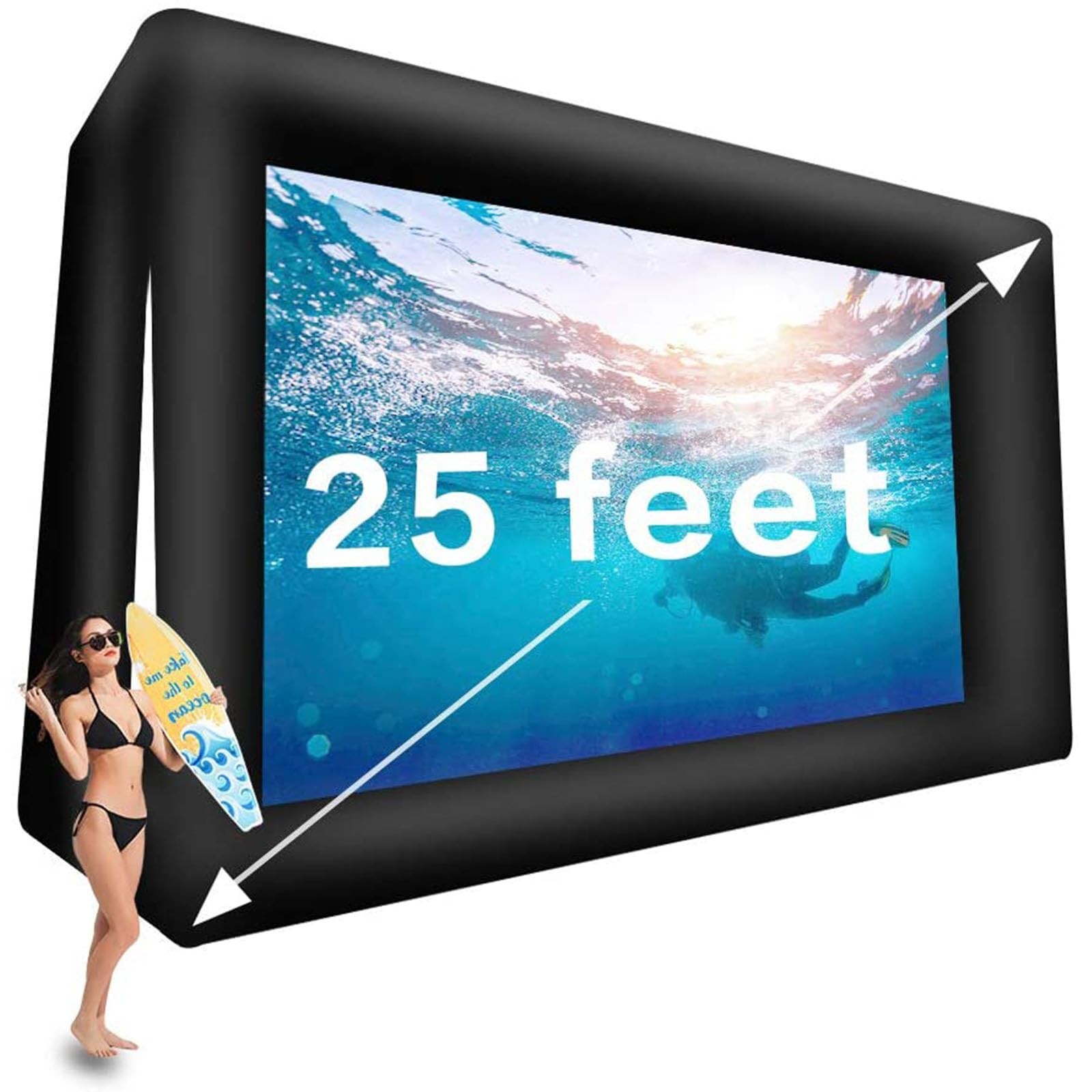Inflatable Outdoor Movie Screen 25ft Portable Blower Front Rear Projection