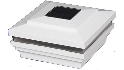 3.625" Sq Cape May Halo Solar LED Post Cap Light for Vinyl Fence