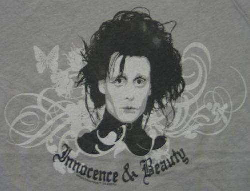 Edward Scissorhands Movie Innocence & Beauty Baby Doll Juniors Small T-Shirt NEW