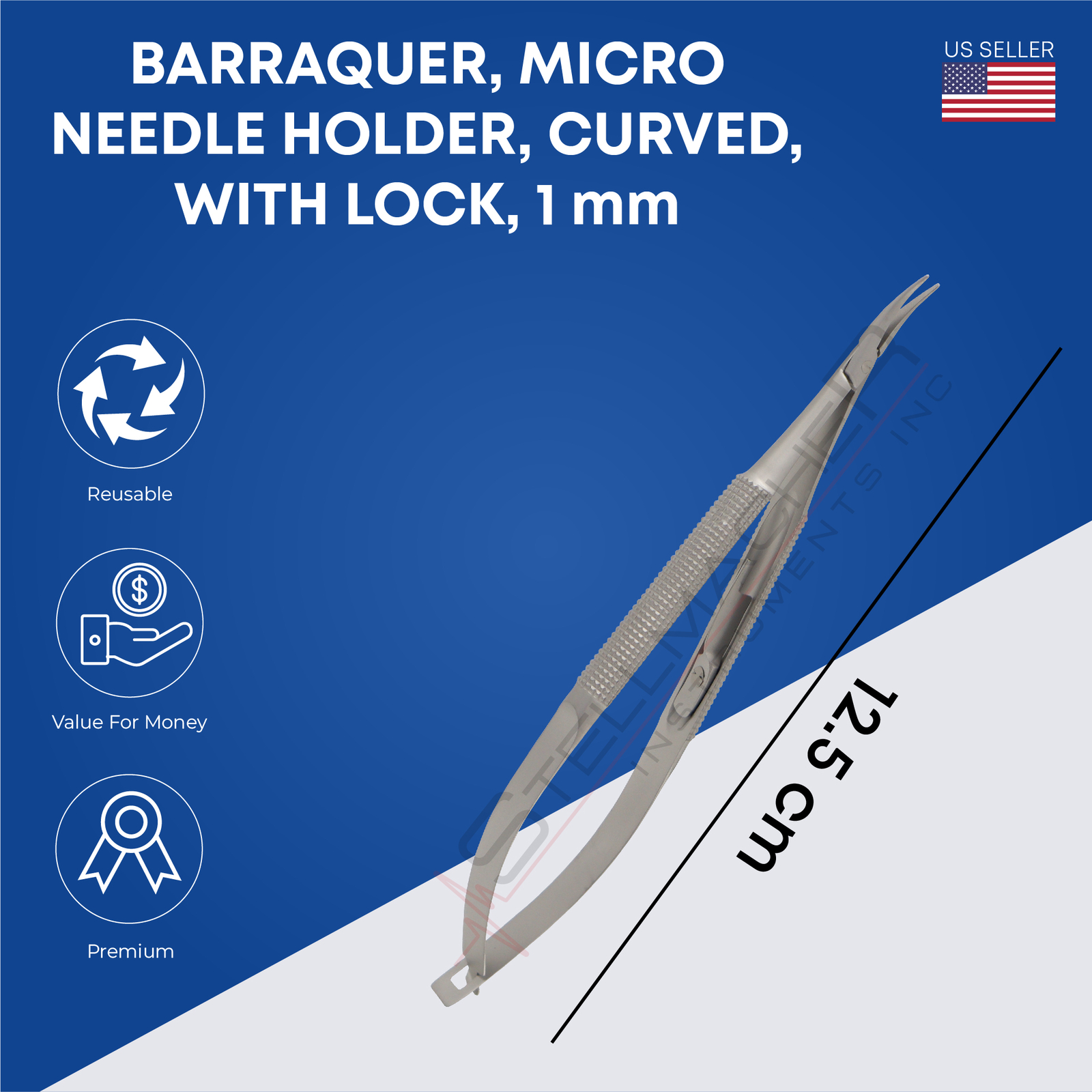 Barraquer Micro Needle Holder Curved 1 mm German Steel Ophthalmic Instruments