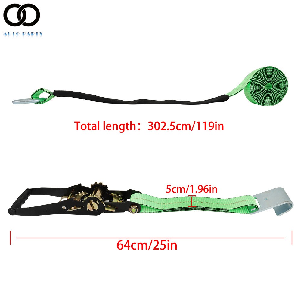 3,300 Pound Safe Working Load - Lasso Style - 2" x 96" Tie Down with Flat Hooks