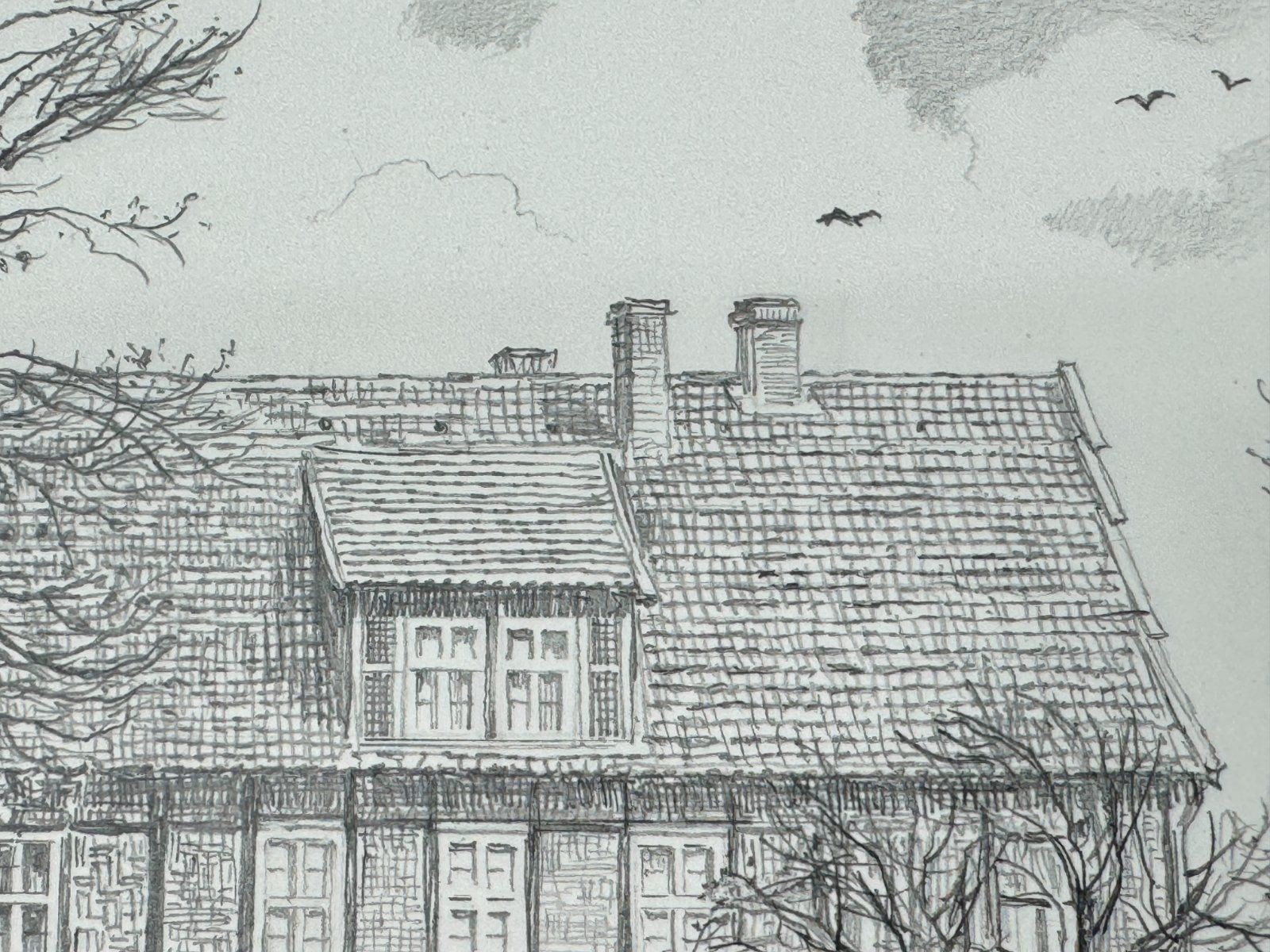 * HEINZ WEHLISCH DRAWING CASTLE HLDEN VIEW SIGNED