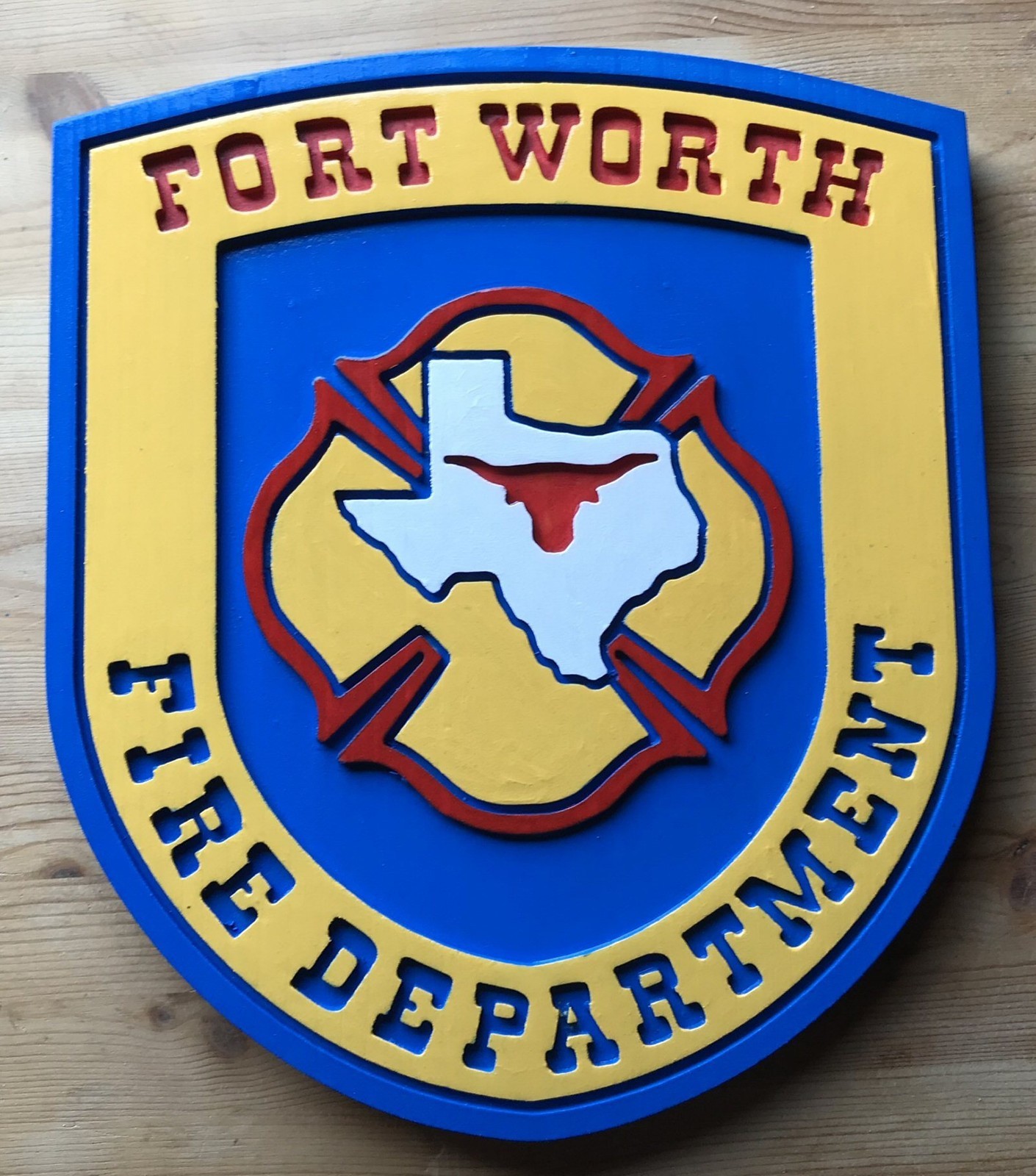 Fire Department Fort Worth 3D routed wood patch plaque sign Custom