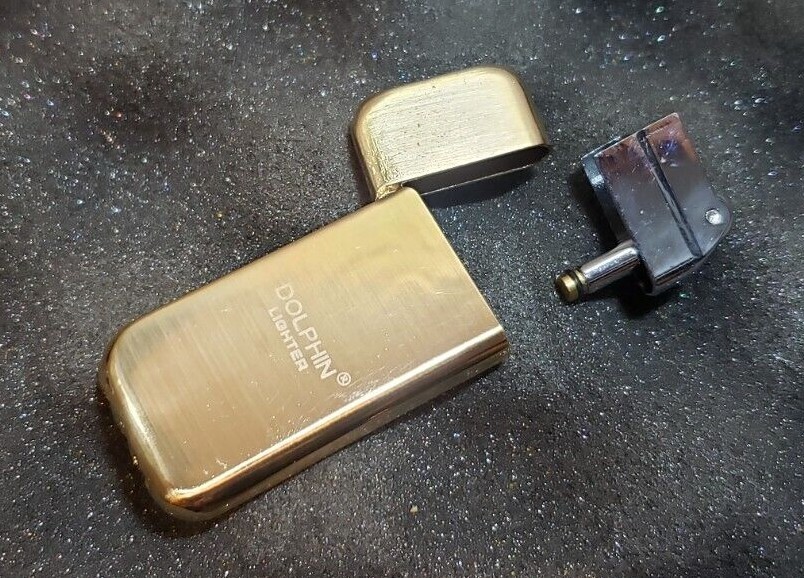 SLIM BUTANE LIGHTER Refillable Dolphin Vintage Style Solid Classic Fast Shipping