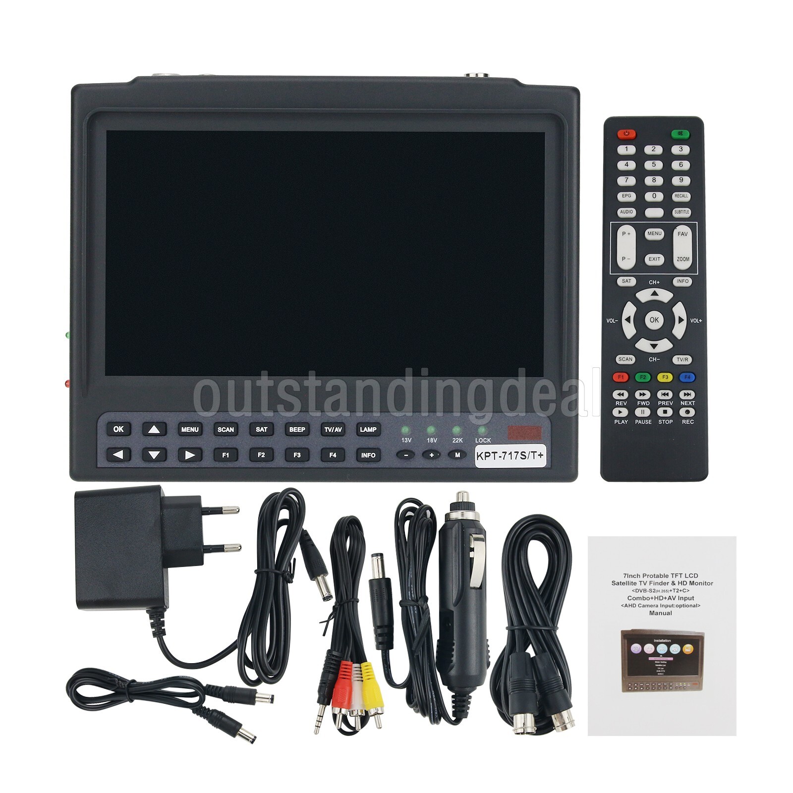 KPT-717S/T+ 7" LCD HD Satellite Finder & HD Monitor & CCTV Camera Tester os67