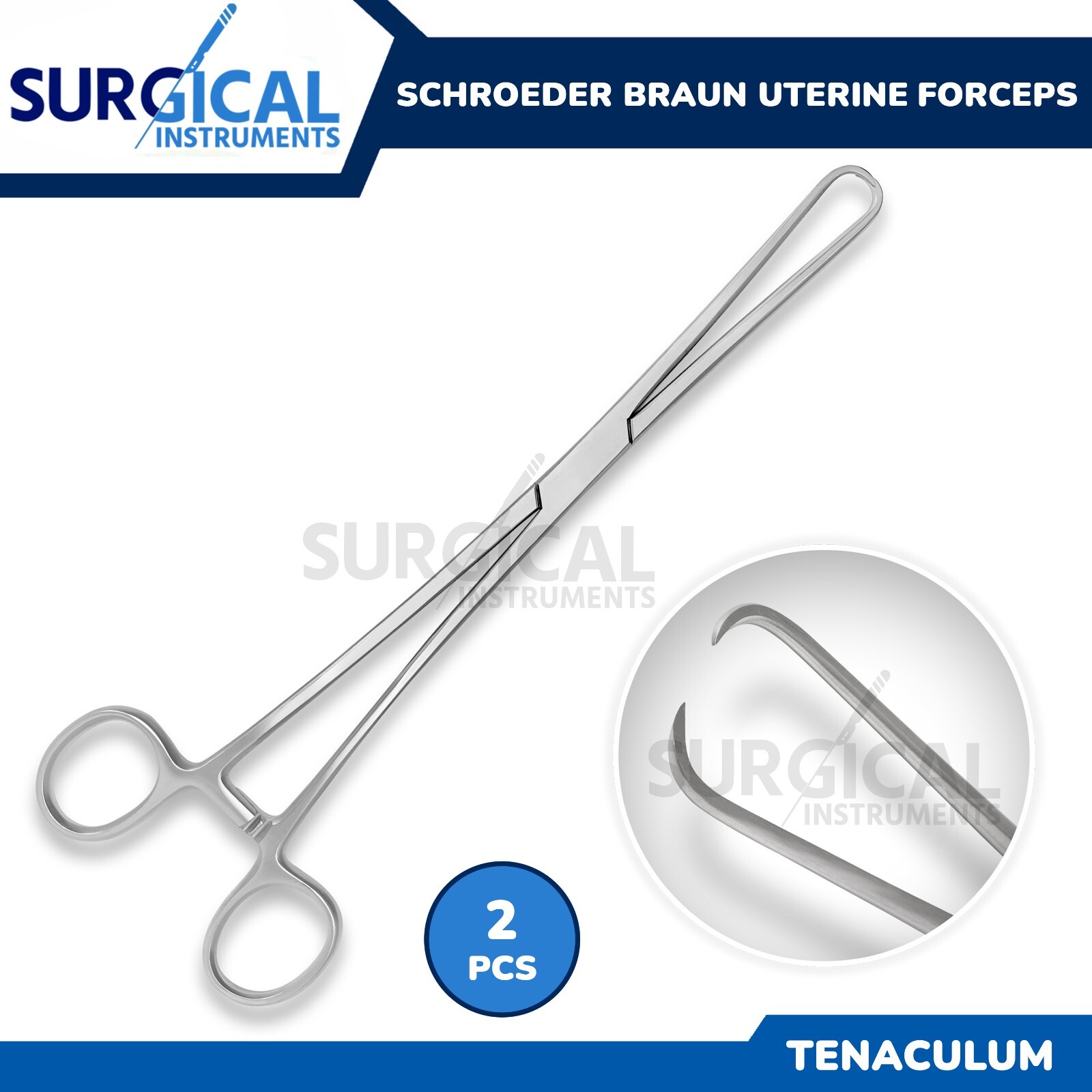 2 Schroeder Braun Tenaculum Uterine Forceps OB/GYN Instruments - 9.5" German Gr