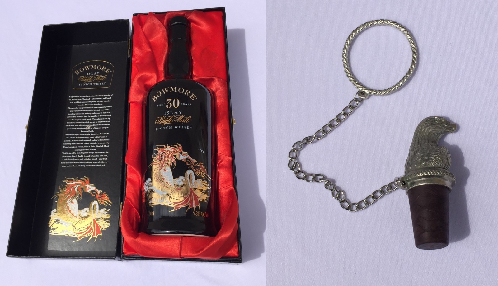 Bowmore 30 Year Old Empty Whisky Ceramic Bottle & Box Sea Monster (BOX FLAW)