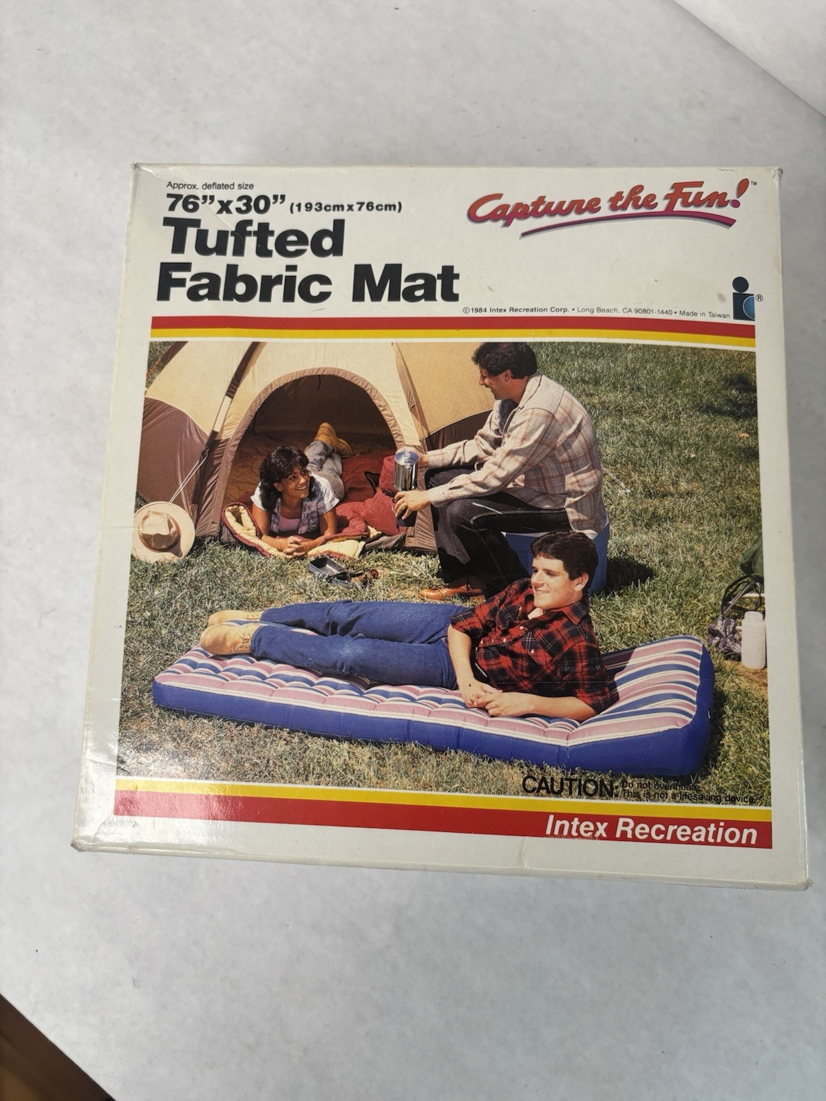 Vintage Intex Recreation 76x30 Tufted Fabric Mat Air Mattress #68736 (1984)