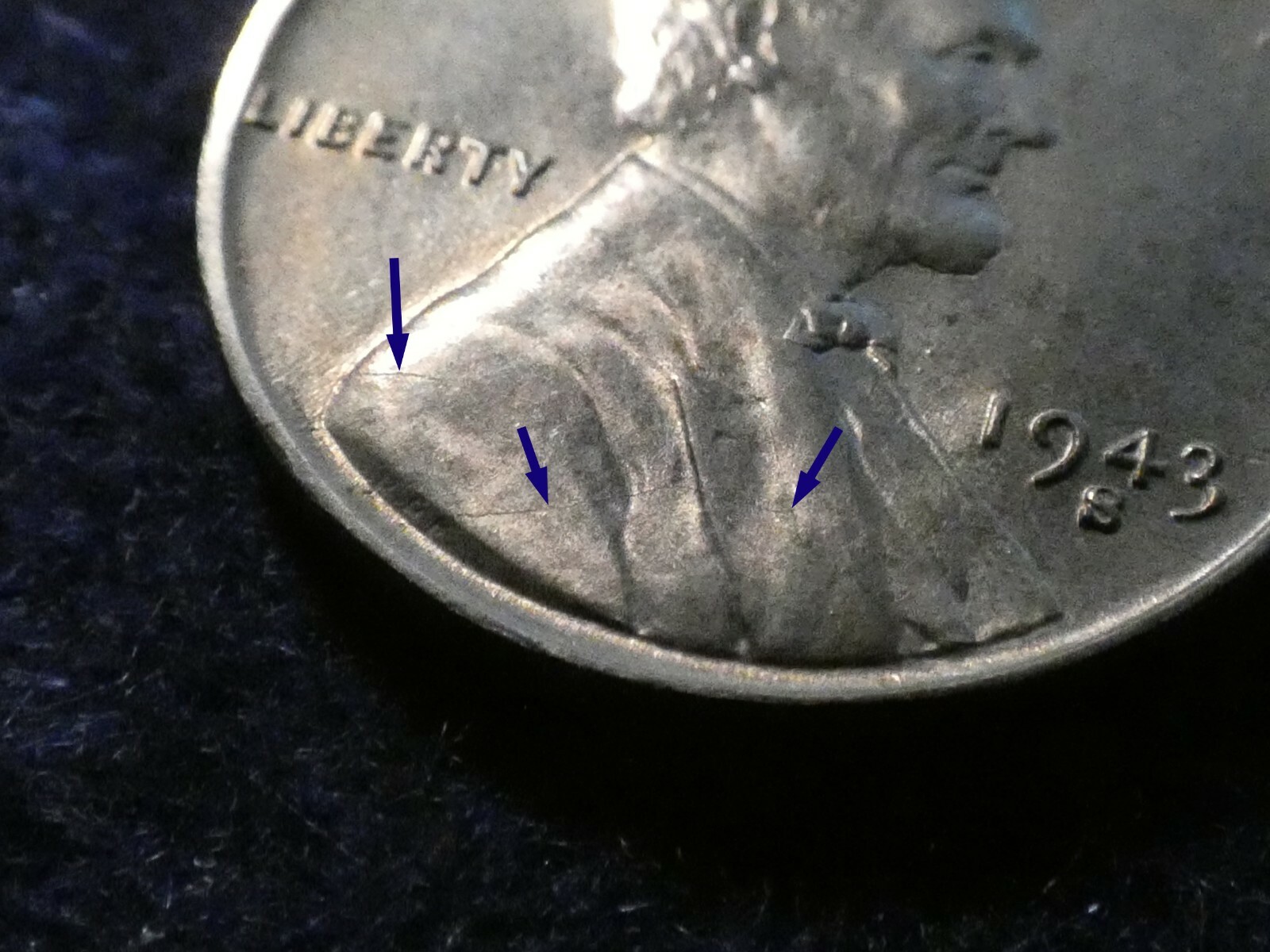 1943-S Lincoln Wheat Cent with Obverse & Reverse Die Crack Errors #848