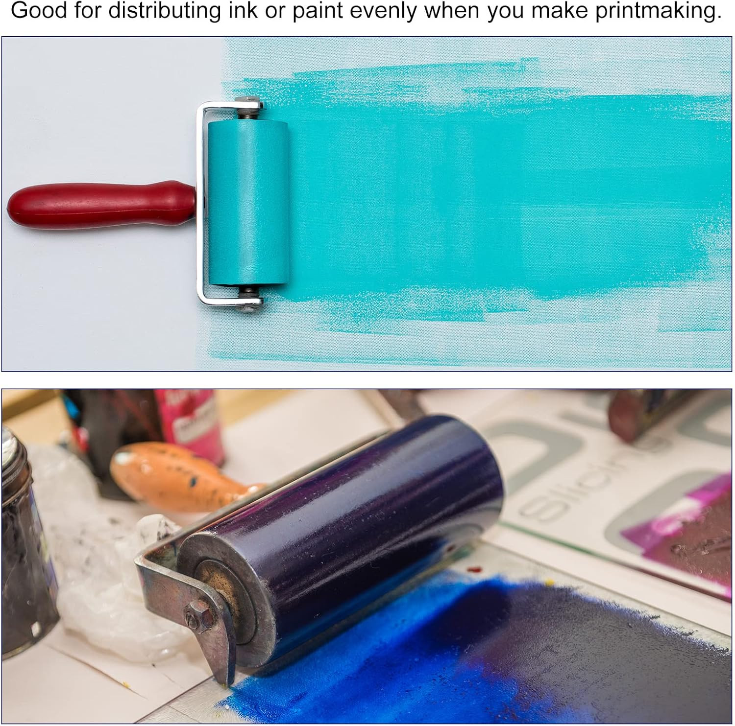 3 Inch Rubber Roller Brayer Tools, Hard Rubber Roller for Printmaking Wallpaper