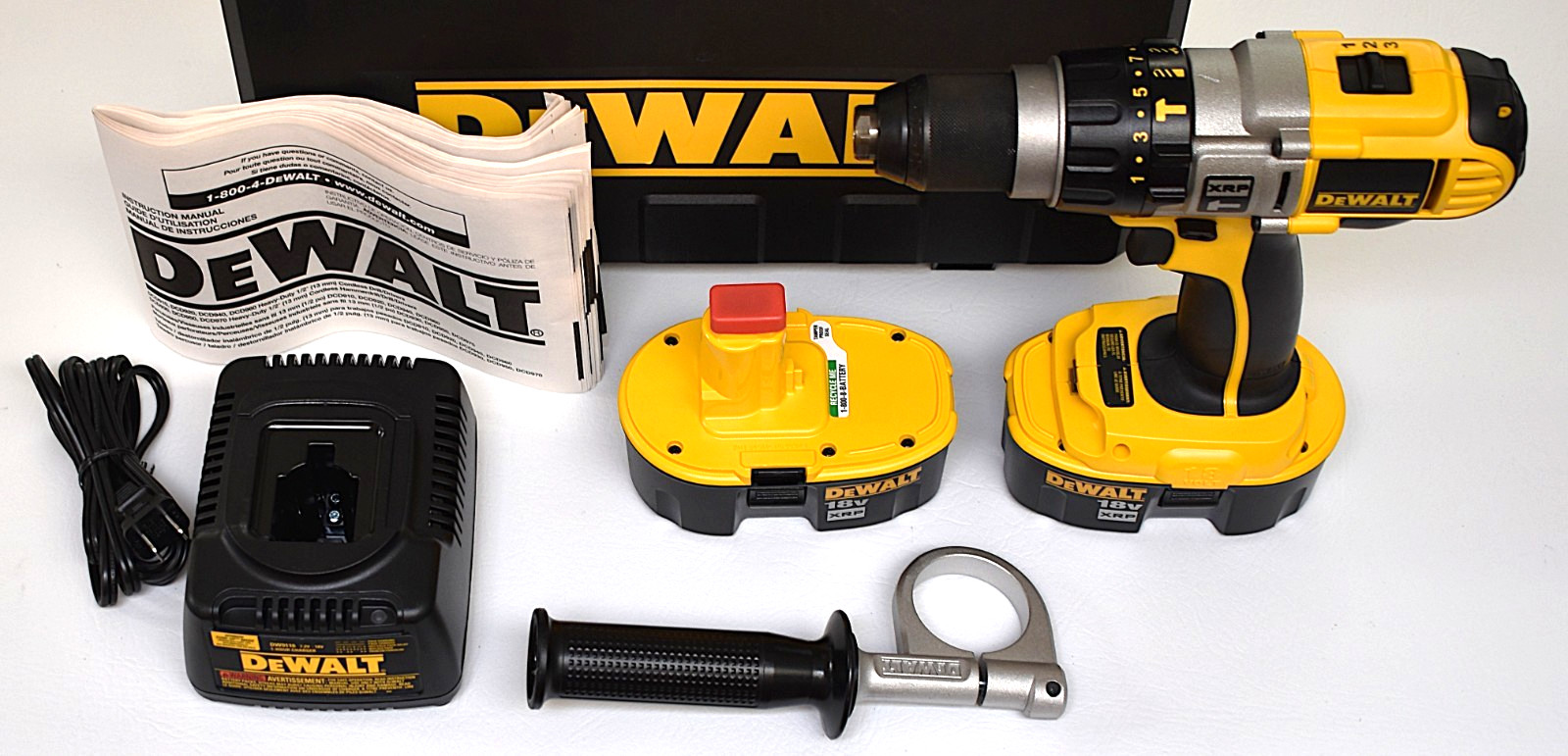 NEW DEWALT DCD950B KX 18V XRP 1/2" HD Hammer Drill Kit 2 Batteries/Charger Handl