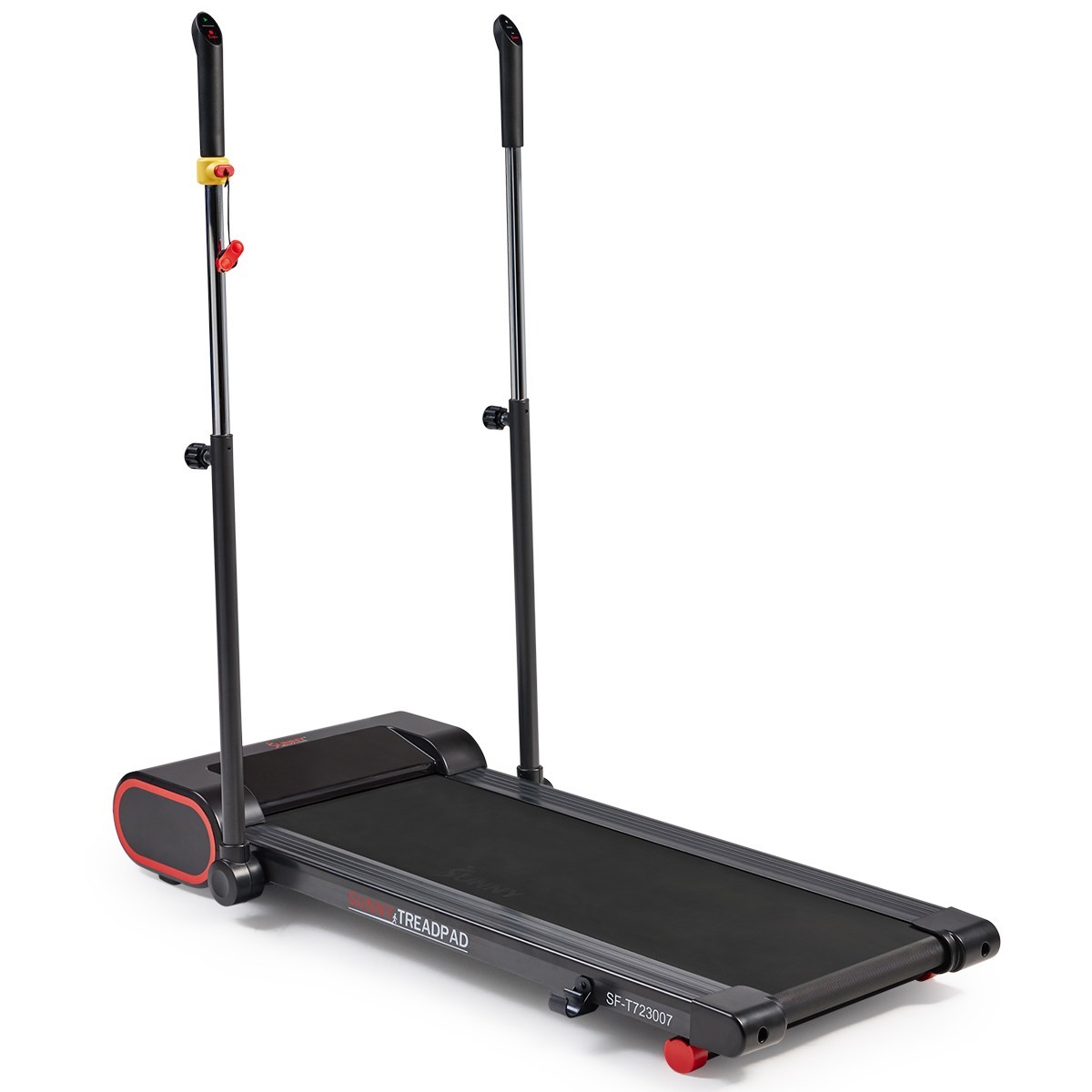 Sunny Health & Fitness Slim Walking Pad Treadmill with Remote and Trekking Poles