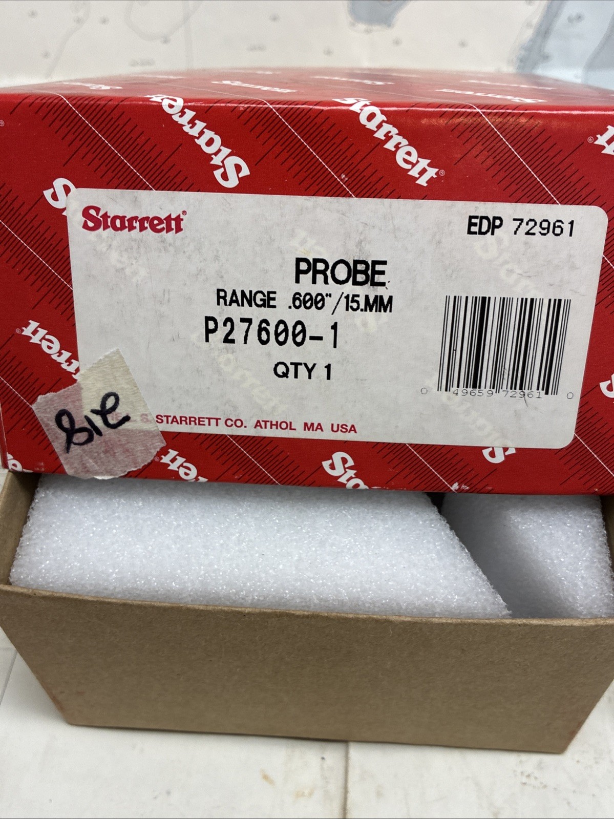 Starrett Probe/ for Remote Display P27600-1 NEW - 1" Digital Indicator .600