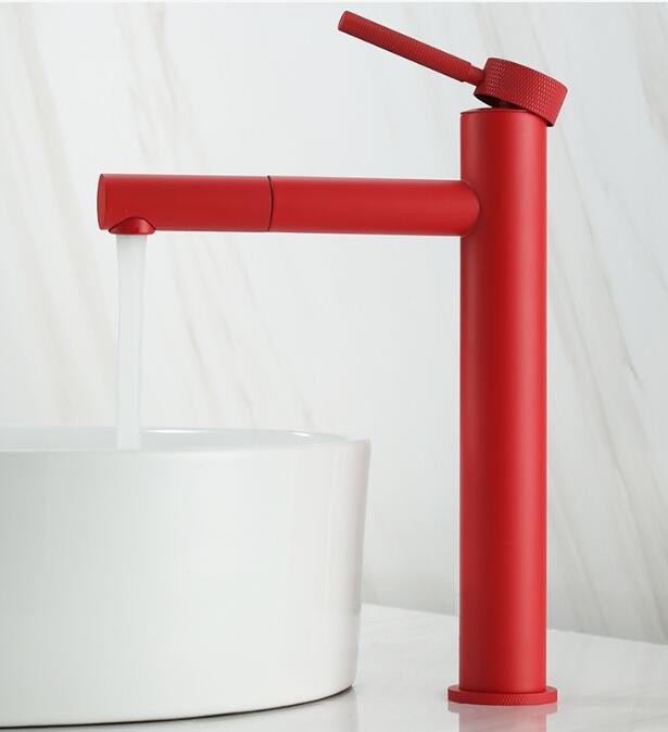11.6'' Red Bathroom Vessel Faucet 360°Rotating Spout Brass Deck Basin Sink Tap