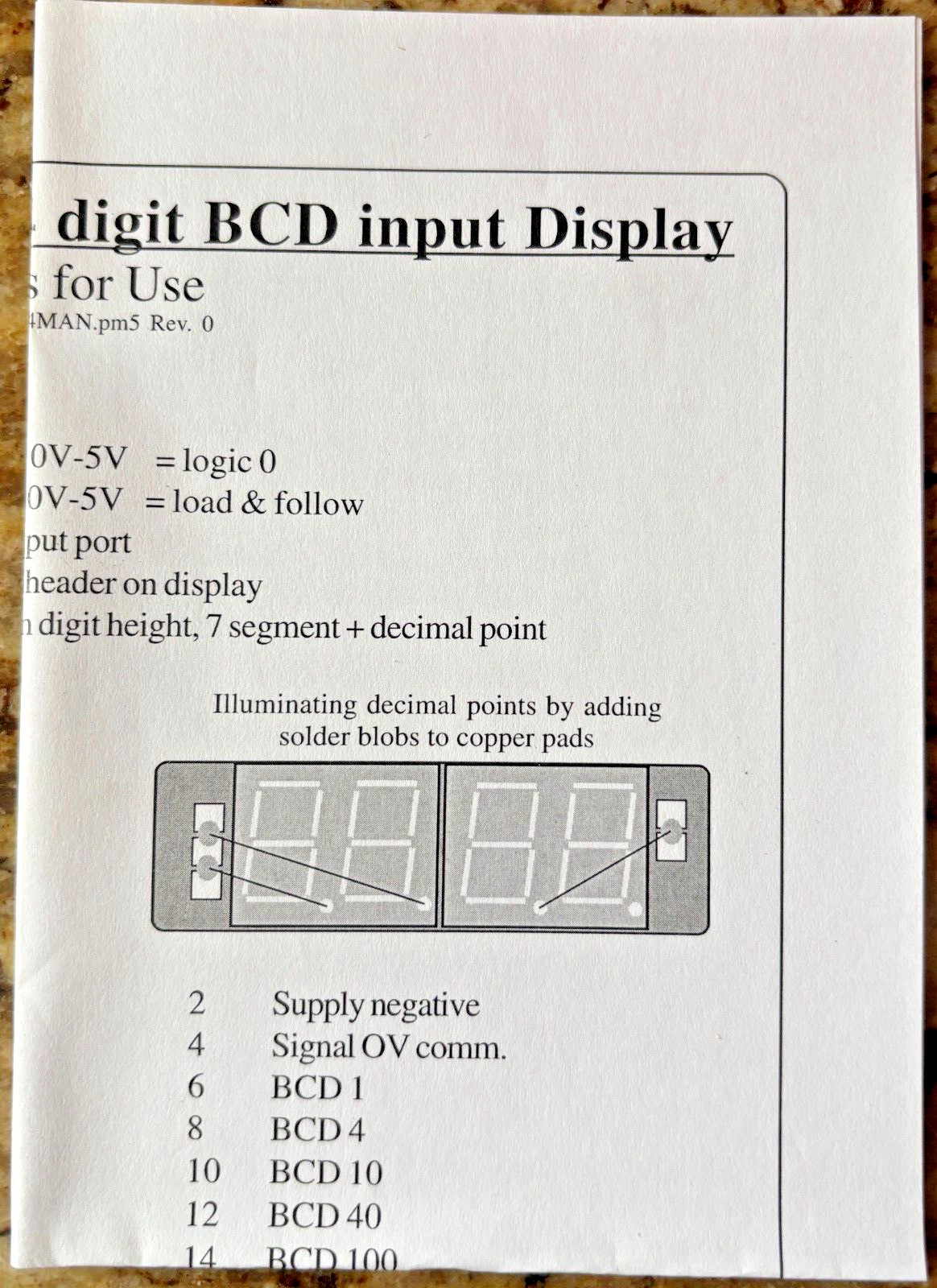WESCHLER BCD-4 / BCD4 BCD-4-R-24-0 Remote 4 Digit BCD Input Display.