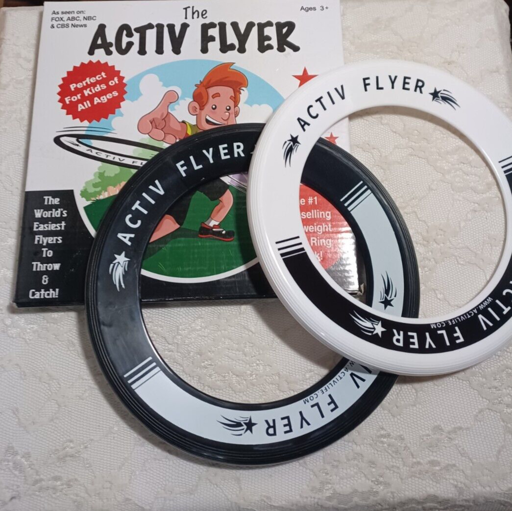 ACTIV FLYER Outdoor Frisbee Toss Flying Rings for Kids Adults-1 Black & 1 White