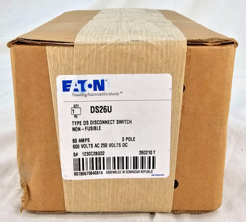 NEW - Eaton DS26U Type DS Disconnect Switch Non-Fusible 60A 3P 600V AC - 250V DC